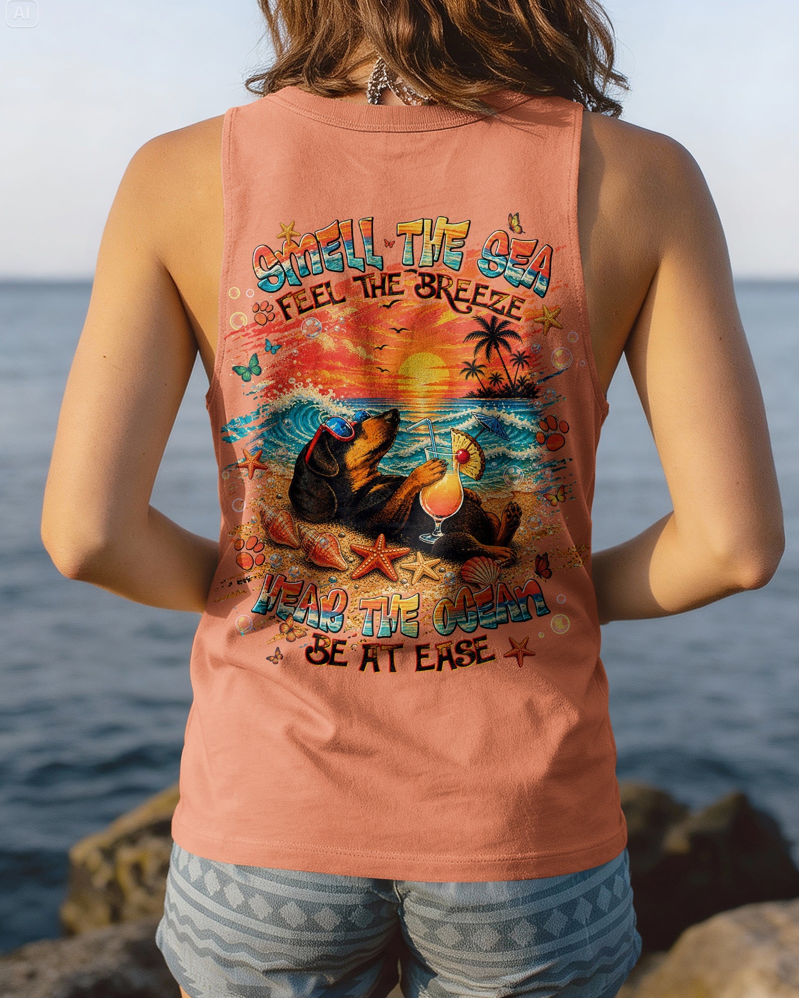 SMELL THE SEA FEEL THE BREEZE DACHSHUND DOG ALL OVER PRINT  - TLNT0506263