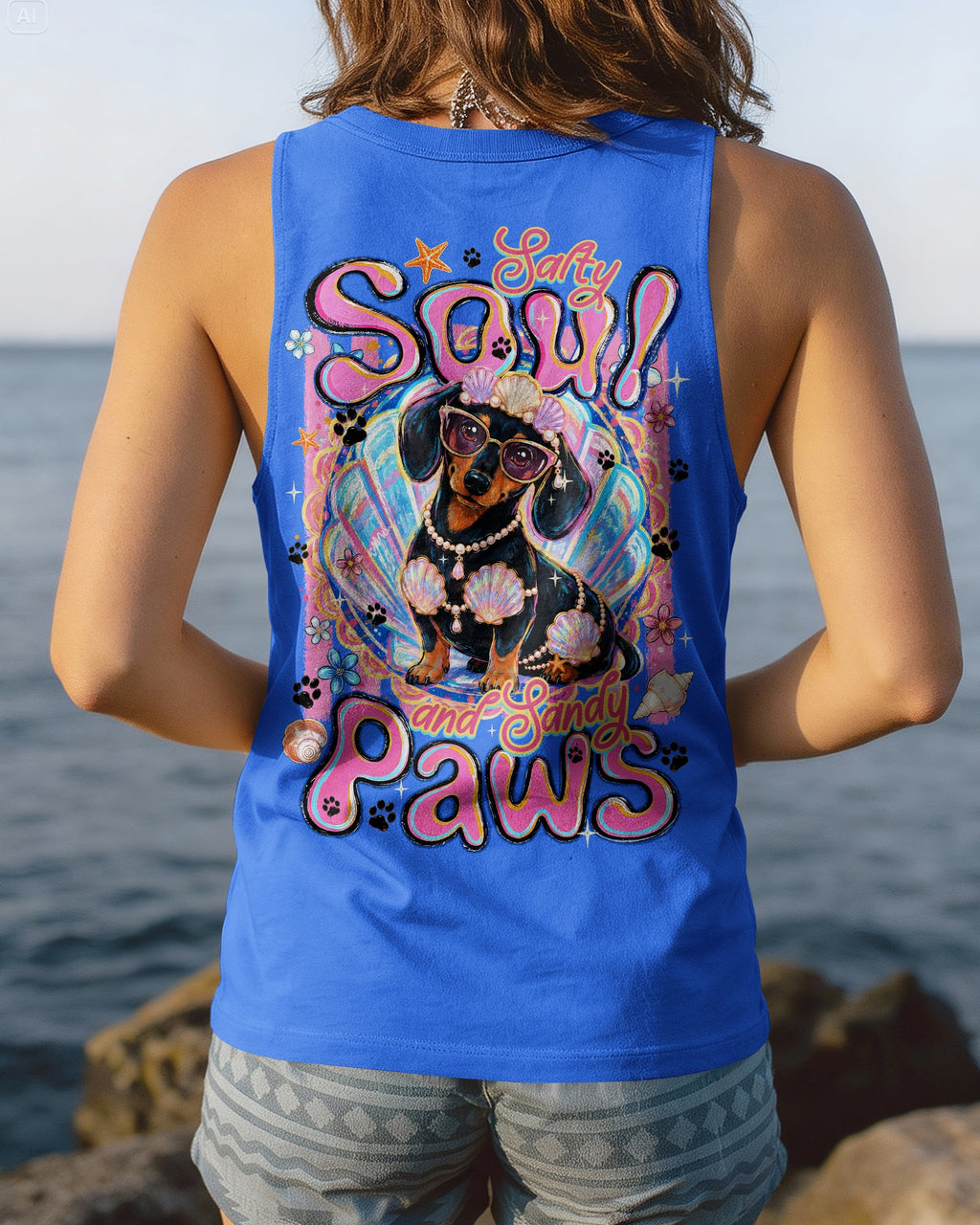 SALTY SOUL AND SANDY PAWS DACHSHUND DOG ALL OVER PRINT - TYQY0506263