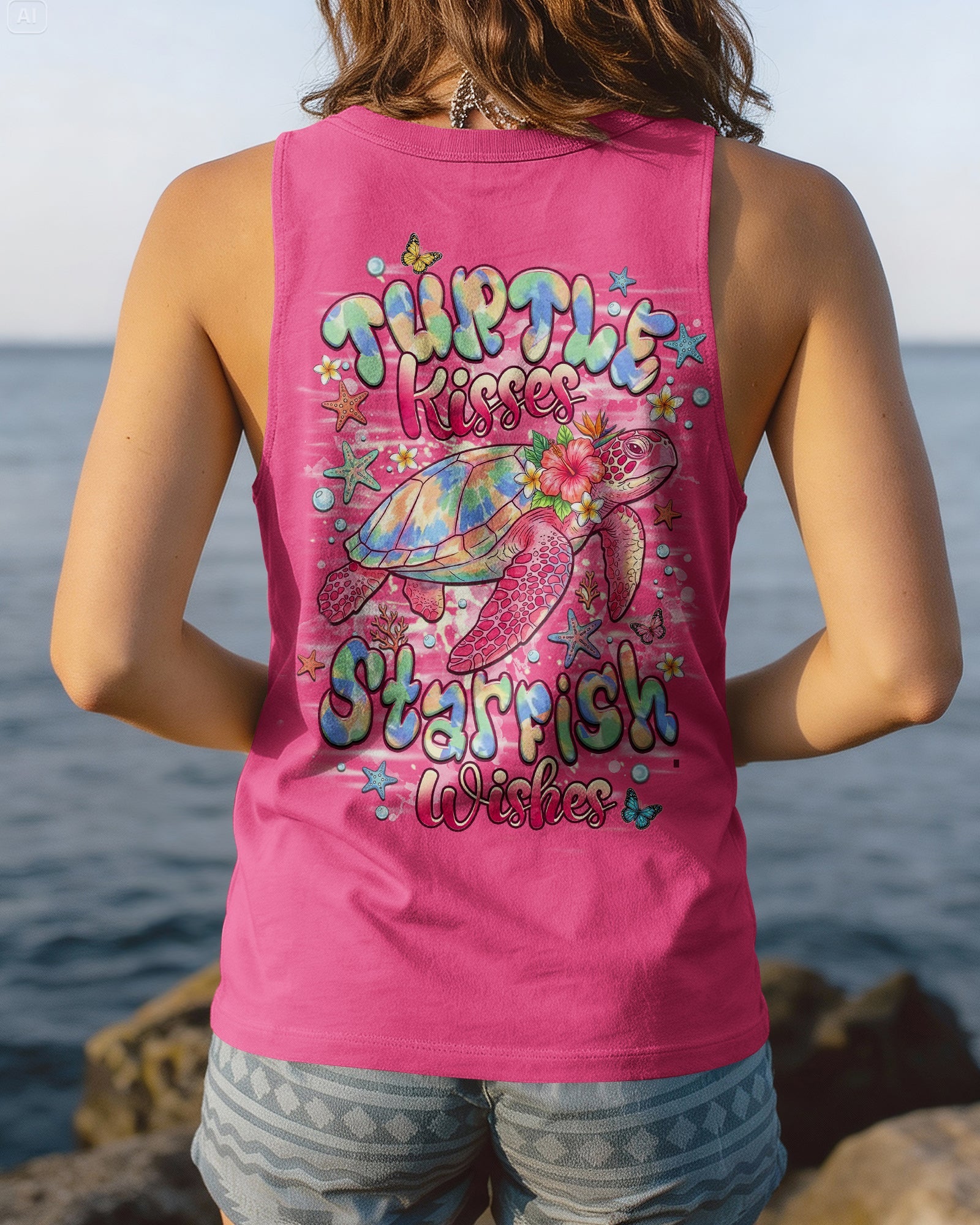 TURTLE KISSES STARFISH WISHES ALL OVER PRINT -  TLHN1606264