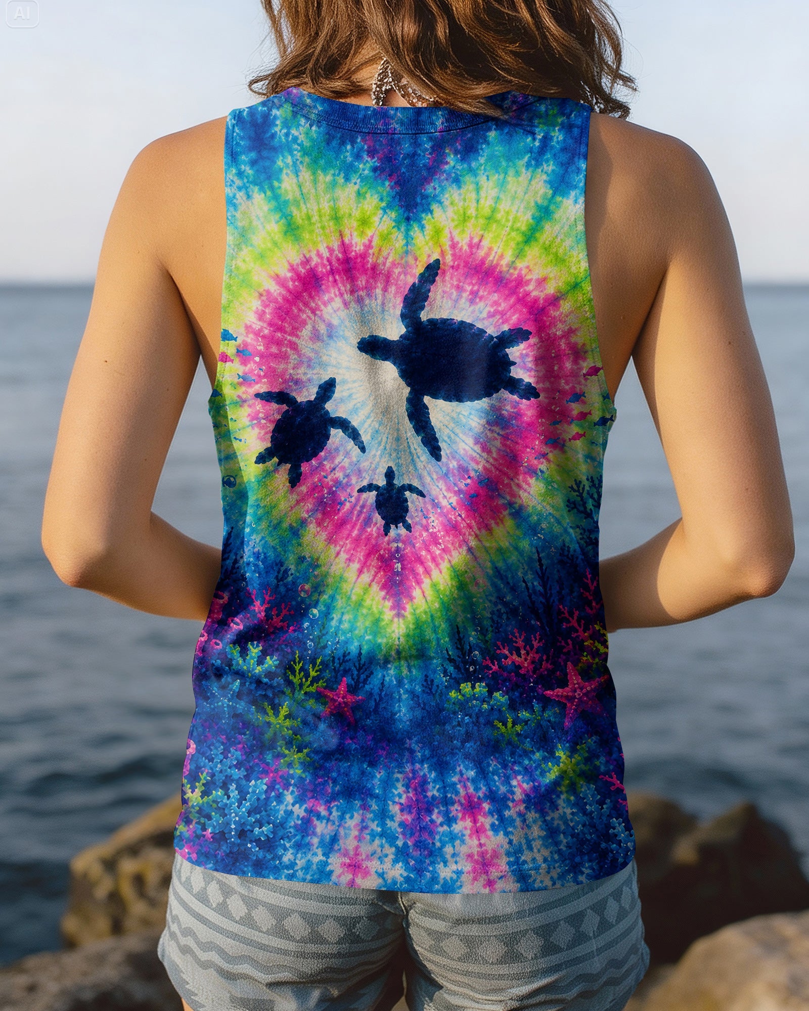 UNDERWATER TURTLES FAMILY HEART BURST ALL OVER PRINT  - TLNT2506261