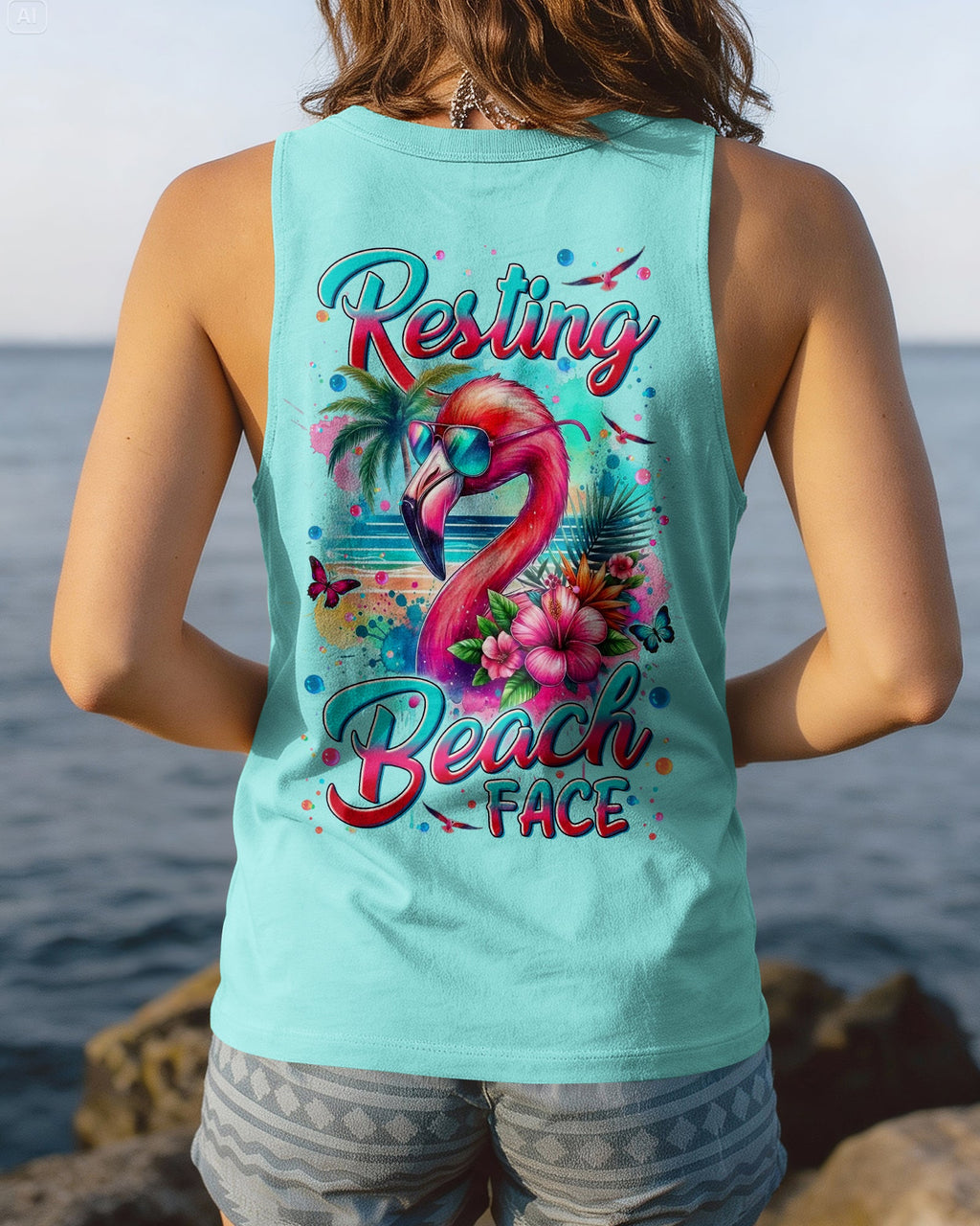 RESTING BEACH FACE FLAMINGO ALL OVER PRINT - TYLN0904262