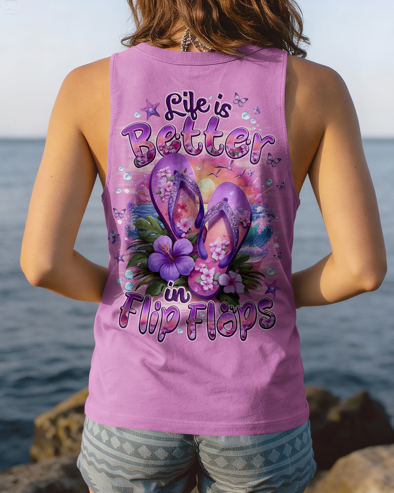 LIFE IS BETTER IN FLIP FLOPS ALL OVER PRINT - TYQY0704262