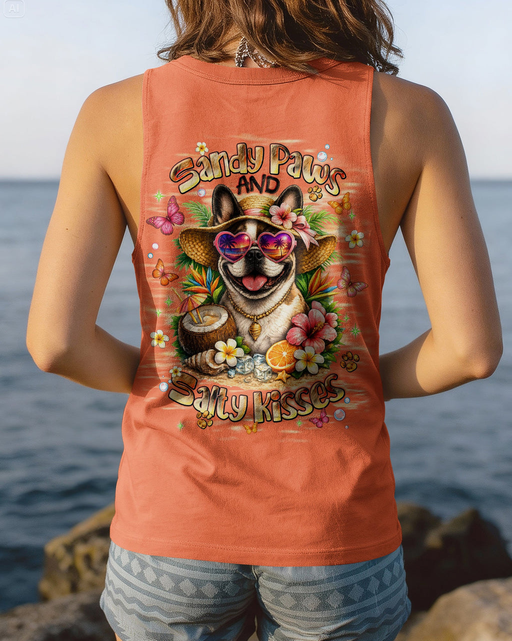 SANDY PAWS AND SALTY KISSES FRENCH BULLDOG ALL OVER PRINT - TLNT1905261