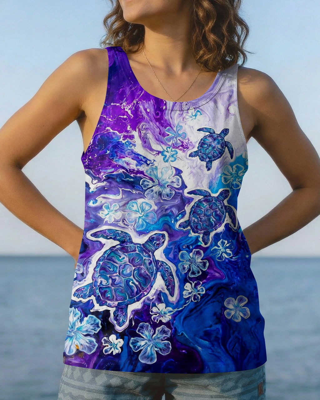 BLUE PURPLE OCEAN TURTLES ALL OVER PRINT - TYLN1806261