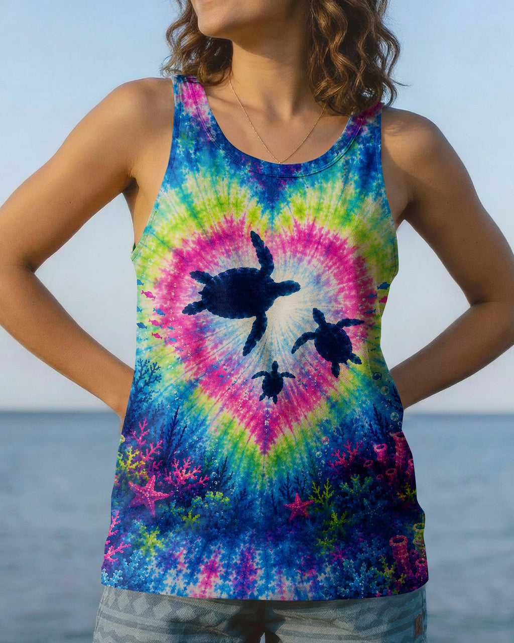 UNDERWATER TURTLES FAMILY HEART BURST ALL OVER PRINT  - TLNT2506261