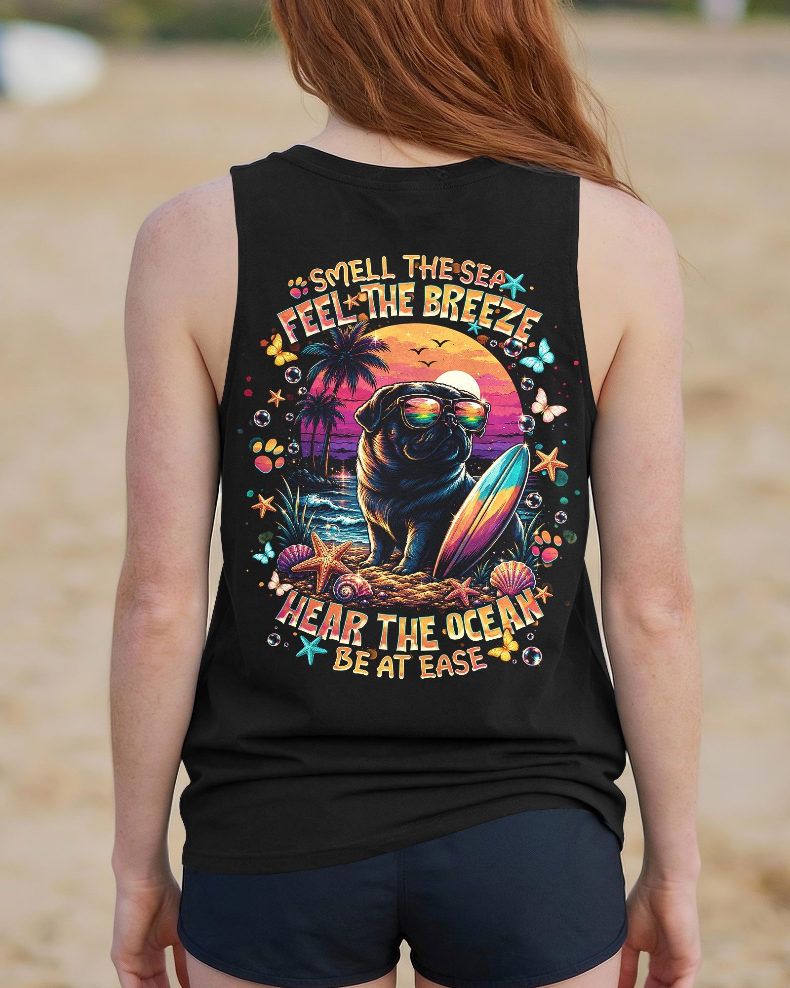 SMELL THE SEA FEEL THE BREEZE PUG DOG ALL OVER PRINT - TLNT1706263