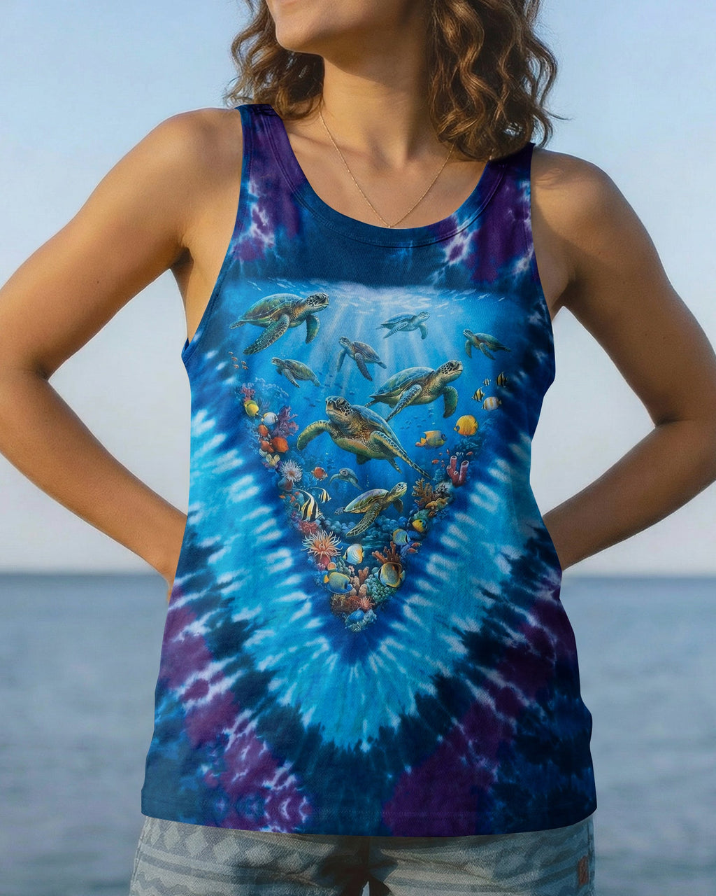 SALTWATER HEALS EVERYTHING OCEAN BLUE TURTLE BURST ALL OVER PRINT - TY0906261