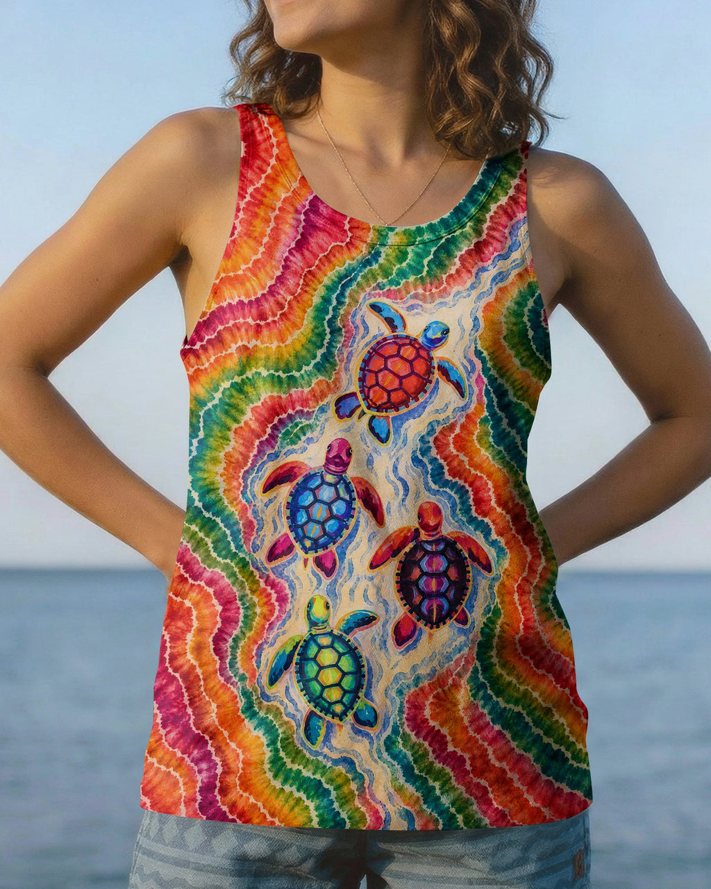 COLORFUL SEA TURTLE TIDE ALL OVER PRINT - KMTM1806261