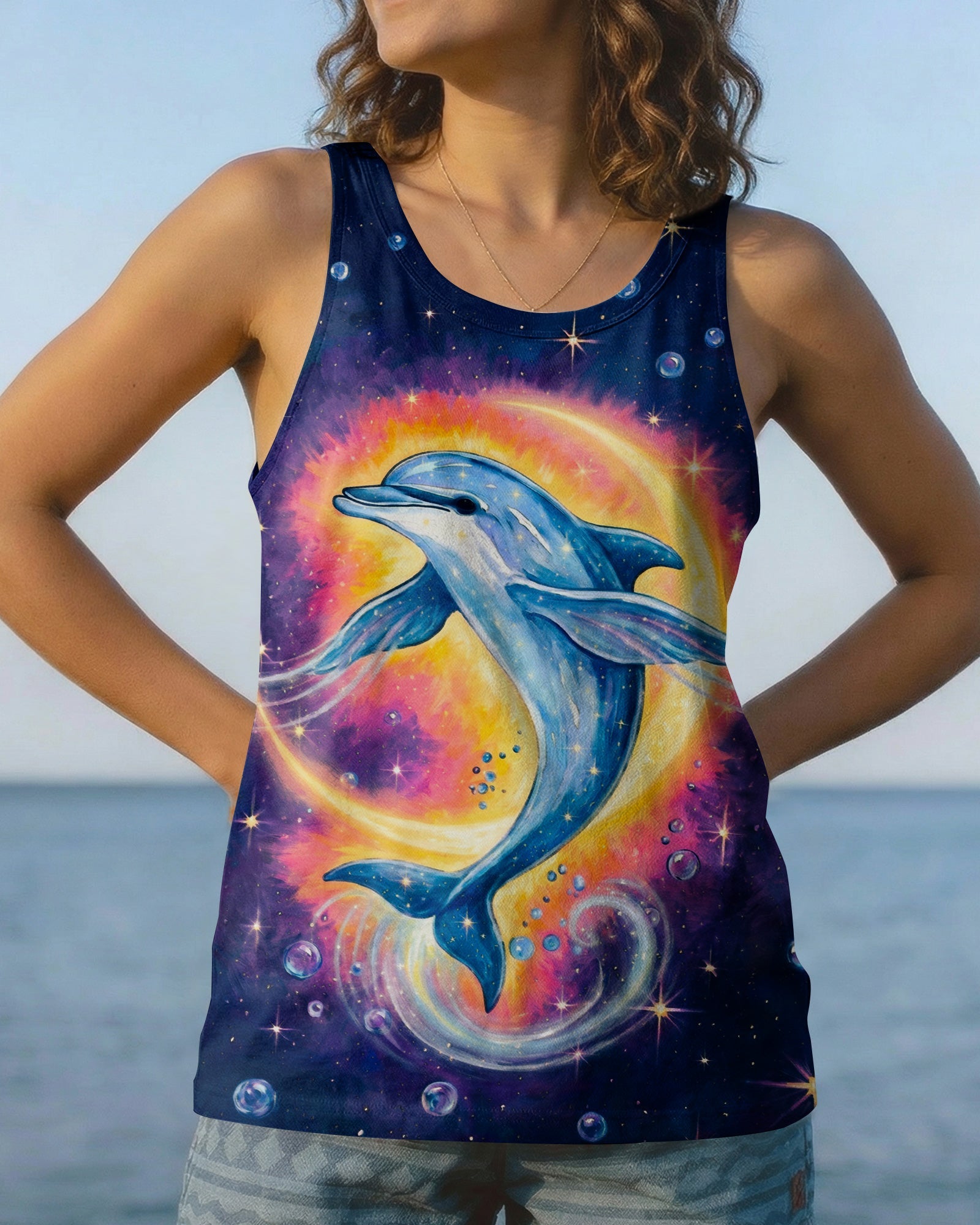 COSMIC MOON DOLPHIN GALAXY ALL OVER PRINT - RI1105263
