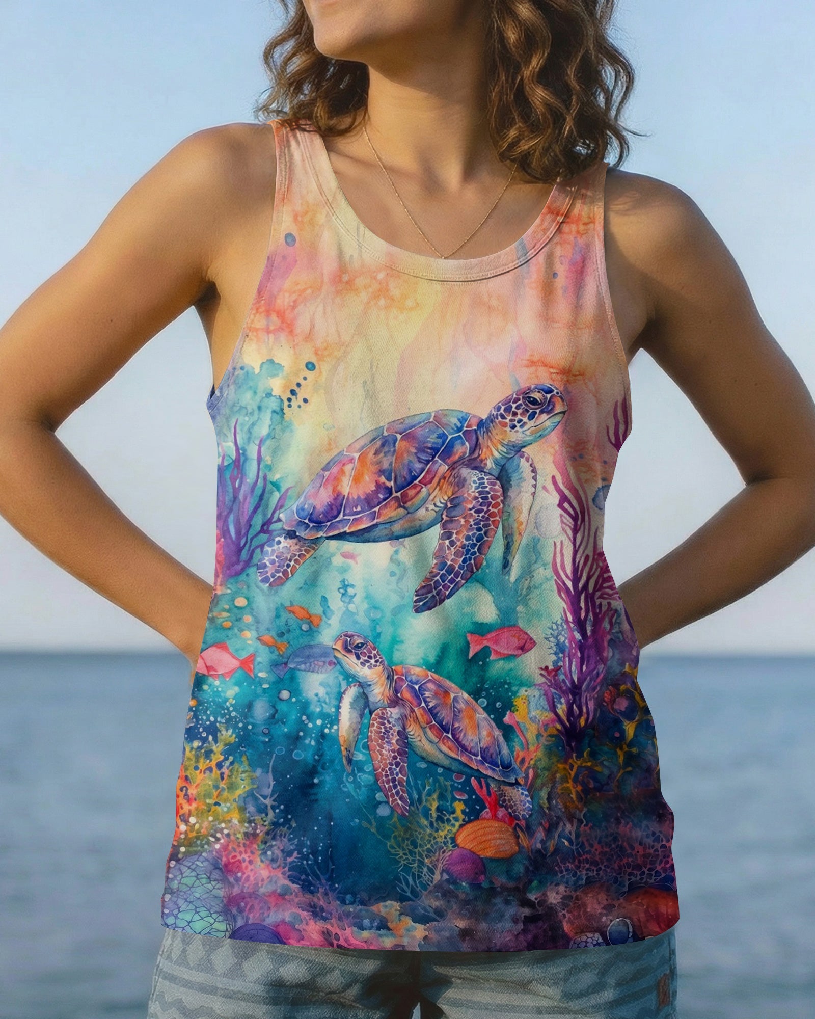 SALTWATER HEALS EVERYTHING TURTLE ALL OVER PRINT  - TLHN2104261