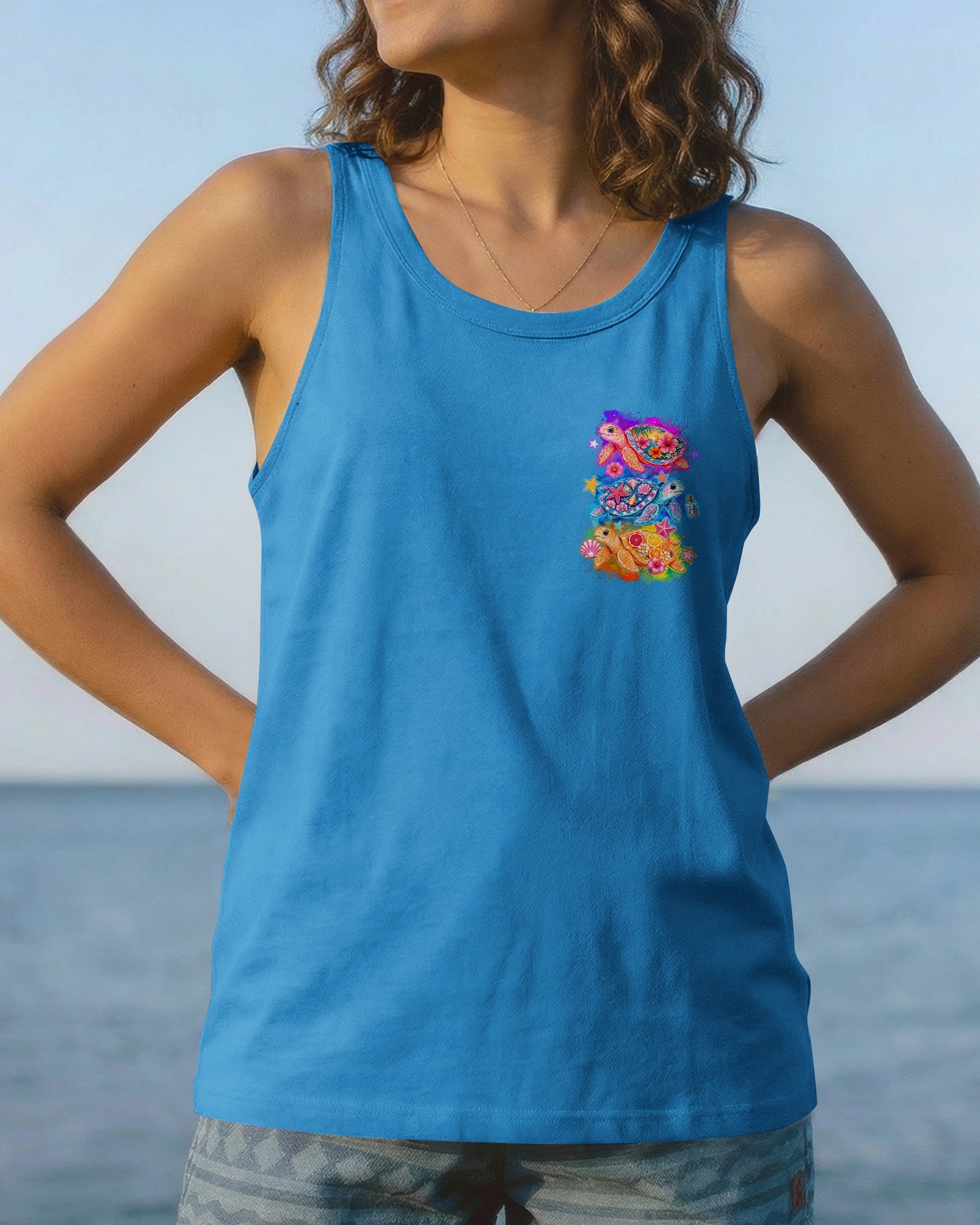 SMELL THE SEA FEEL THE BREEZE TURTLE ALL OVER PRINT - TYQY1505262