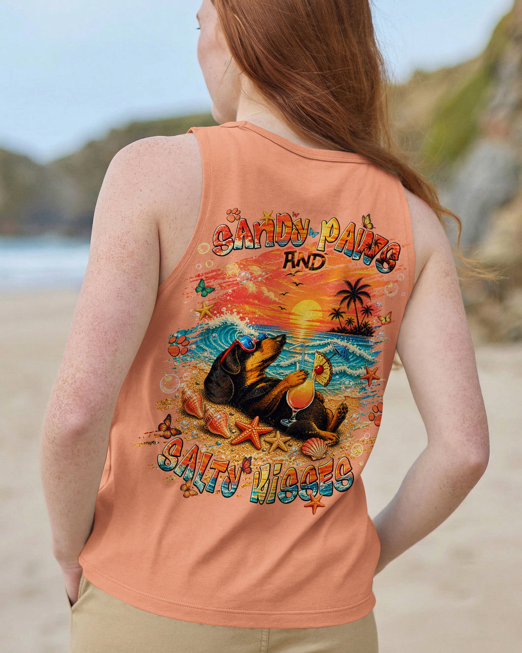 SANDY PAWS AND SALTY KISSES DACHSHUND DOG  ALL OVER PRINT  - TLNT0605263