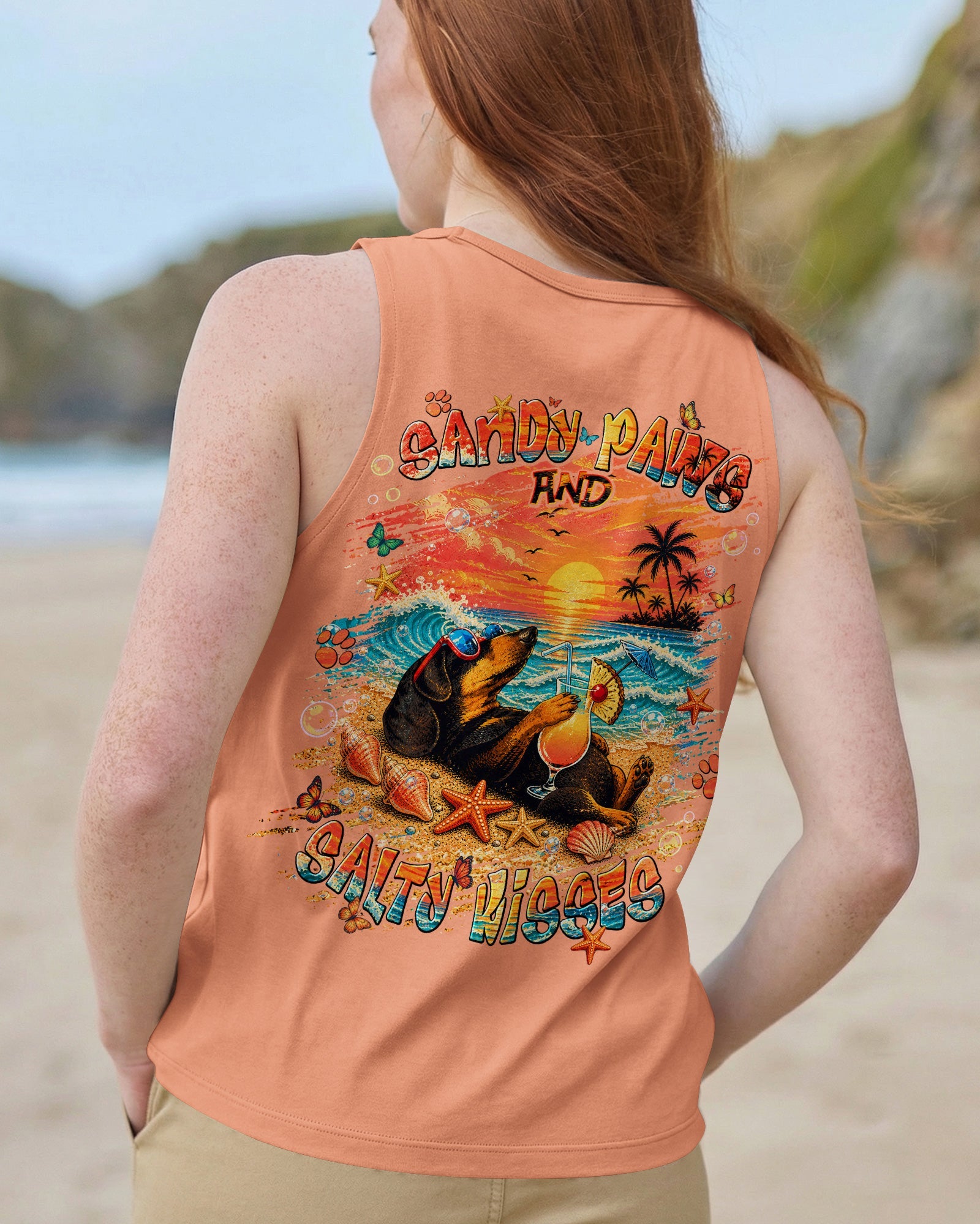 SANDY PAWS AND SALTY KISSES DACHSHUND DOG  ALL OVER PRINT  - TLNT0605263