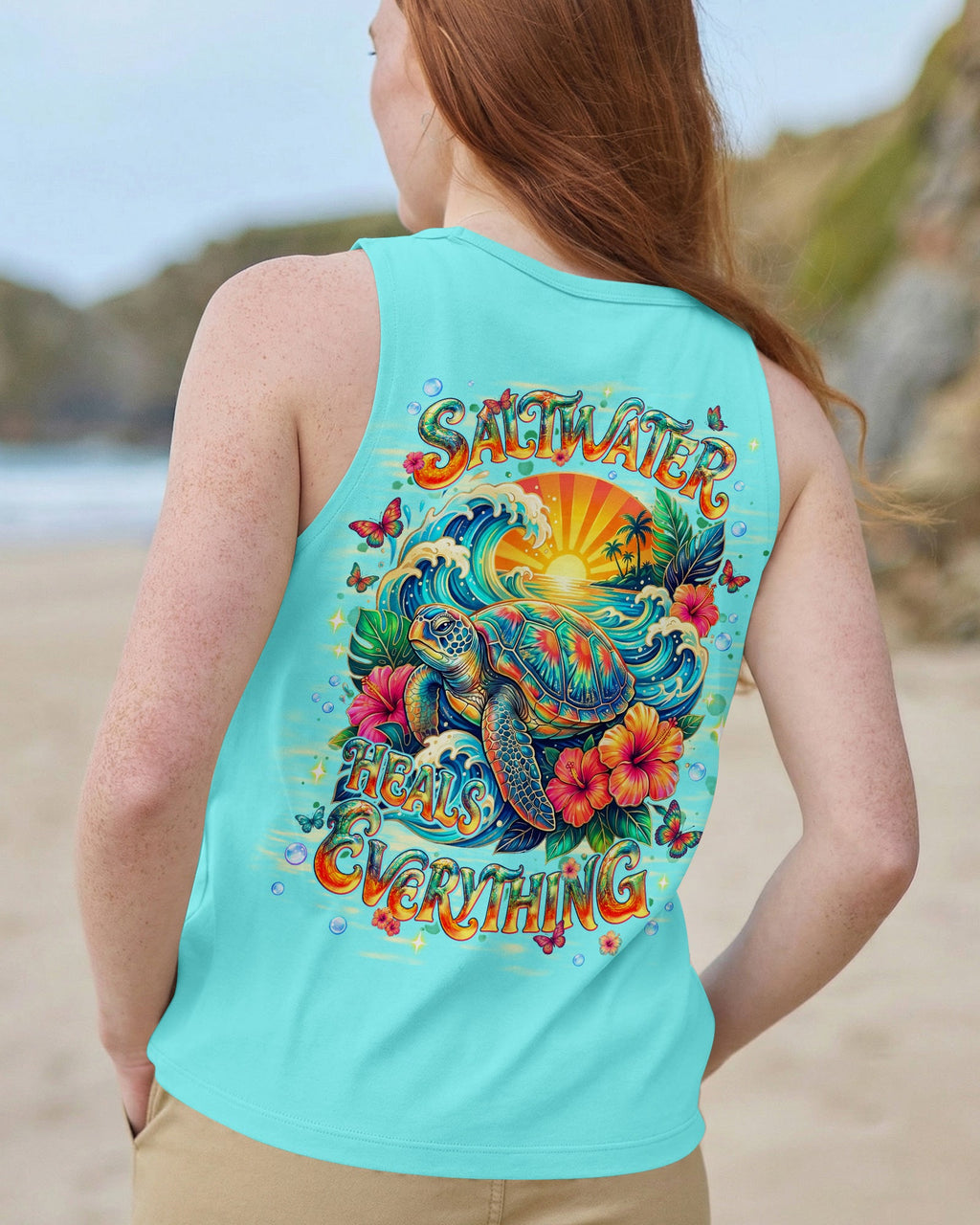 SALTWATER HEALS EVERYTHING TURTLE ALL OVER PRINT  - TLNT1704261
