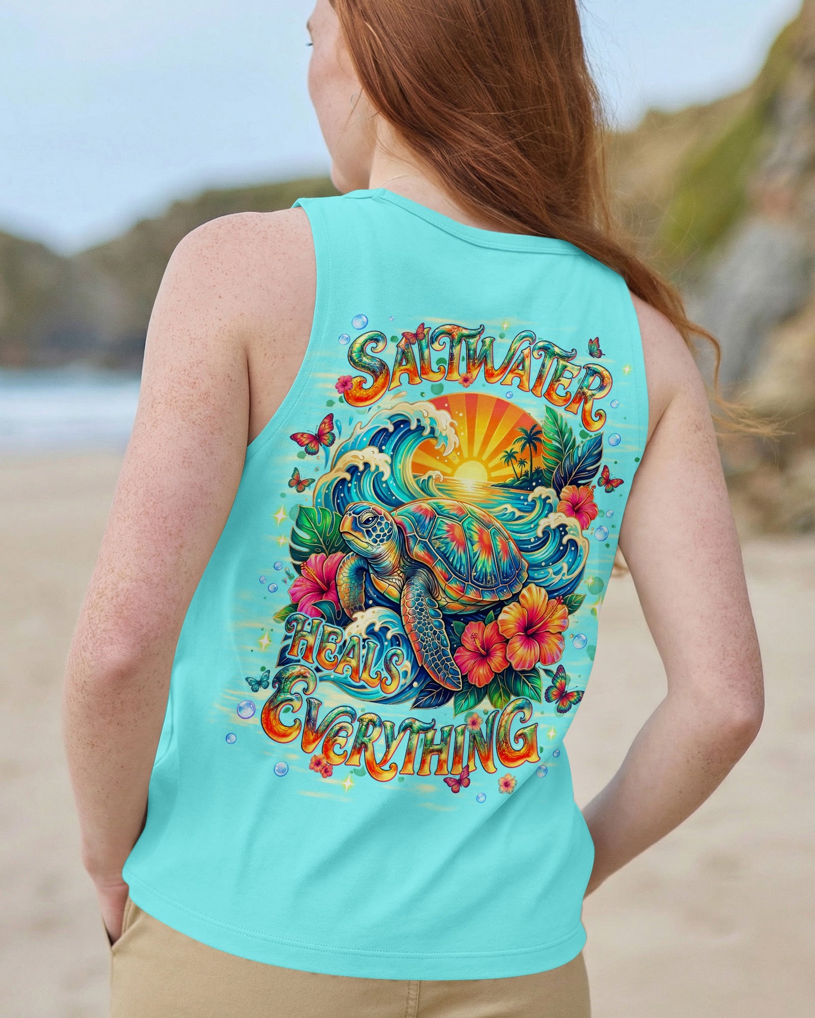 SALTWATER HEALS EVERYTHING TURTLE ALL OVER PRINT  - TLNT1704261