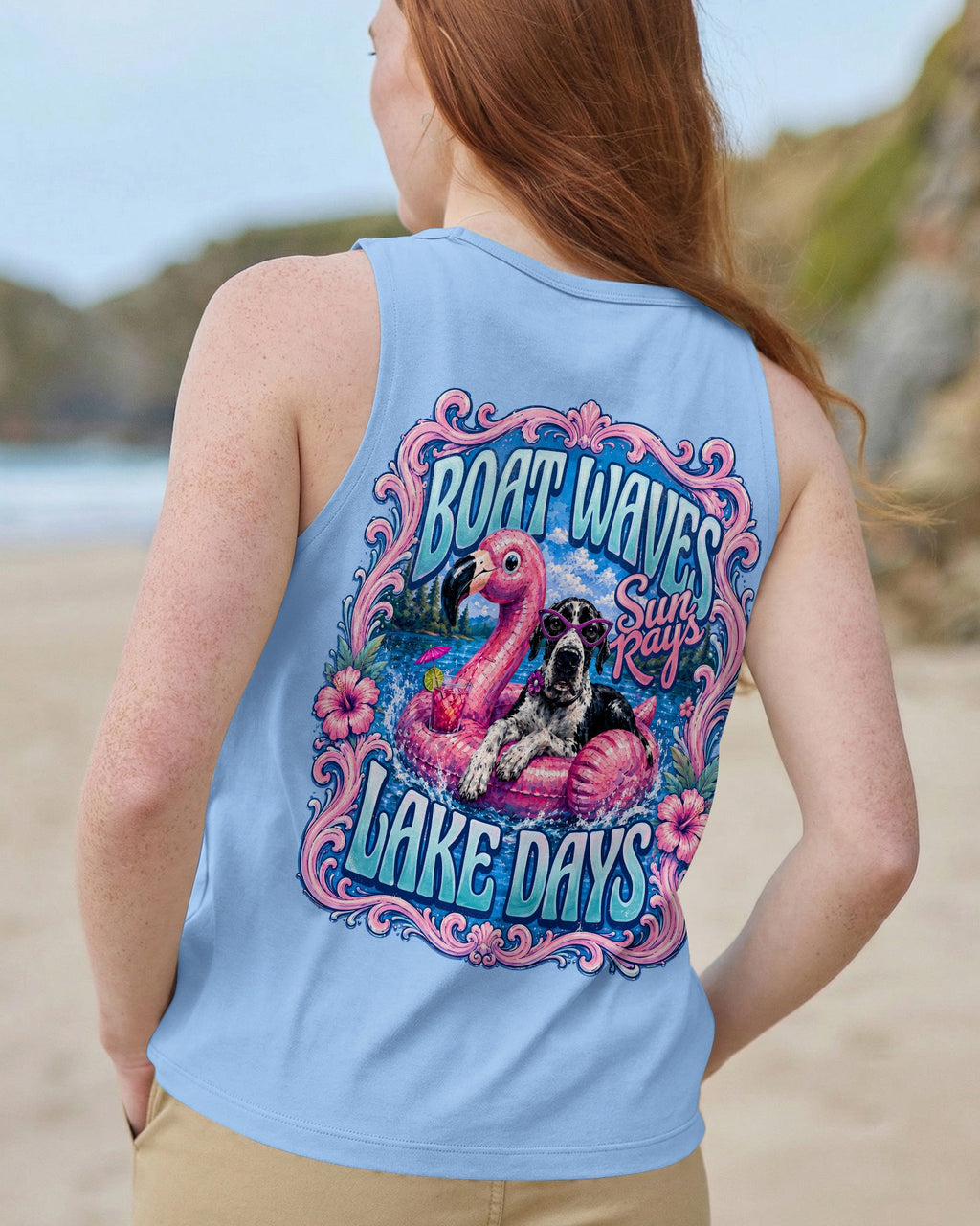 FLAMINGO FLOAT LAKE GREAT DANE DOG SUMMER ALL OVER PRINT – RI2205261