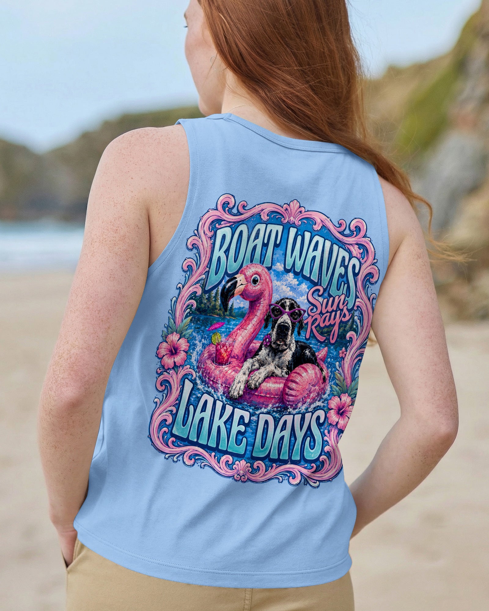 FLAMINGO FLOAT LAKE GREAT DANE DOG SUMMER ALL OVER PRINT – RI2205261