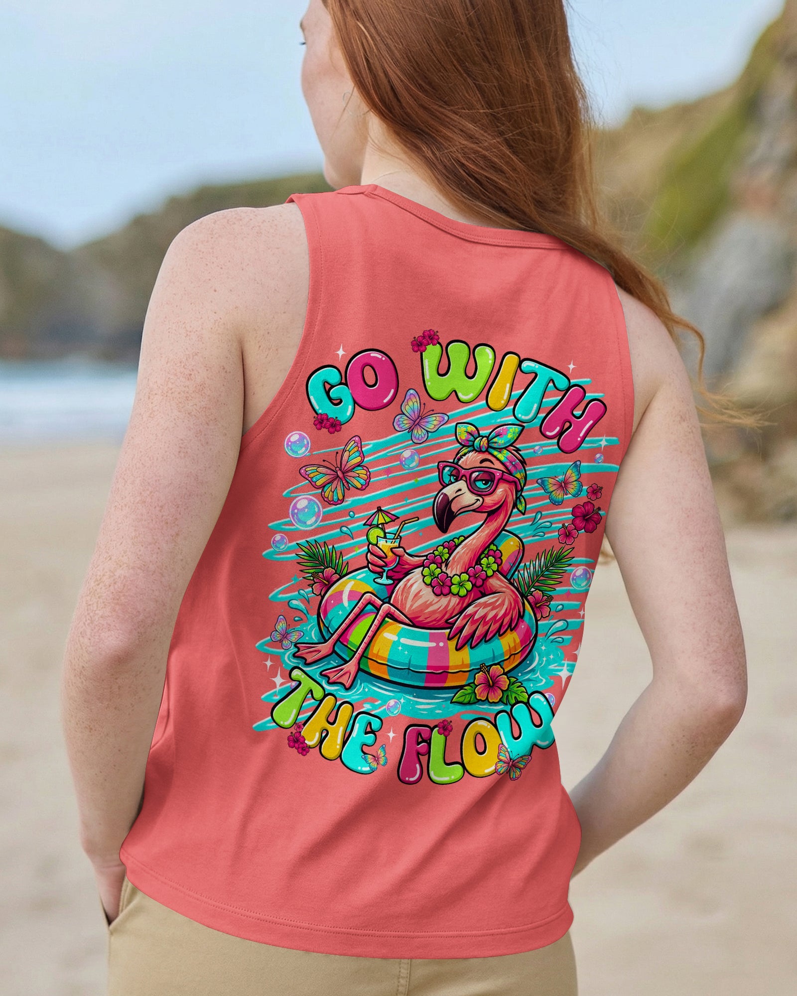 GO WITH THE FLOW FLAMINGO ALL OVER PRINT  - TLNT1806263