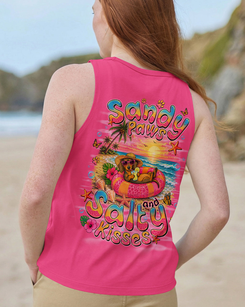 SANDY PAWS AND SALTY KISSES DACHSHUND DOG ALL OVER PRINT  - TLNO2105261