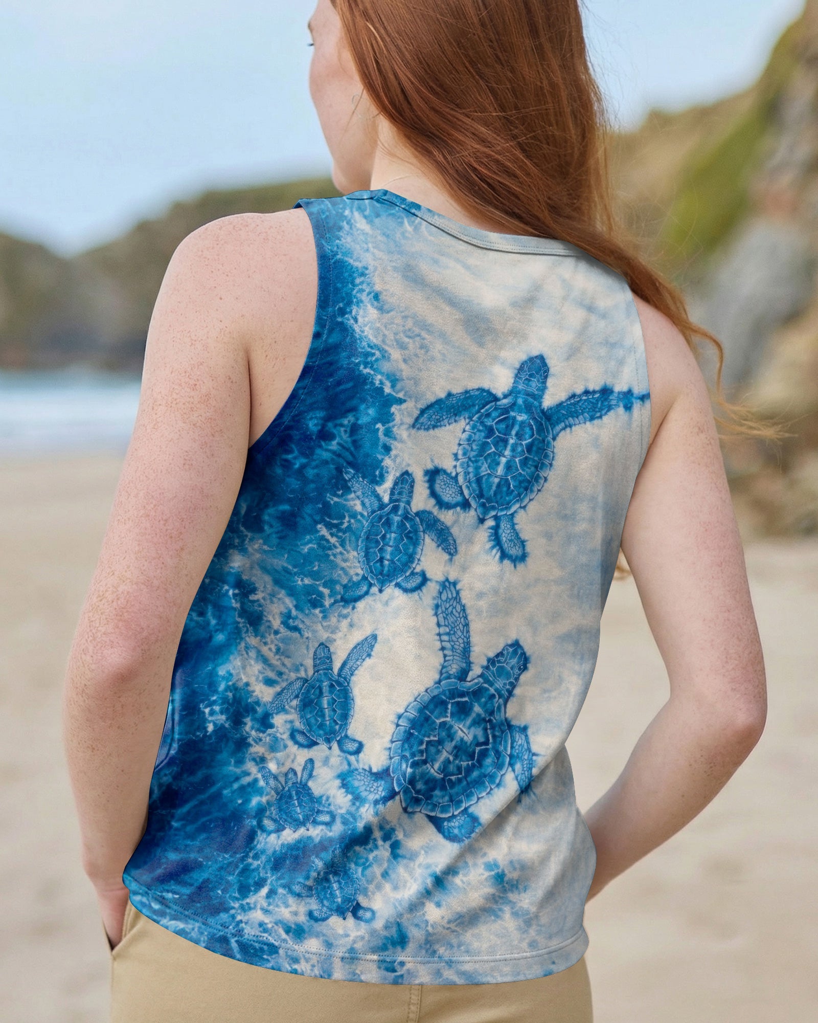 SEA TURTLE FAMILY WAVES  ALL OVER PRINT - TLTW1504263