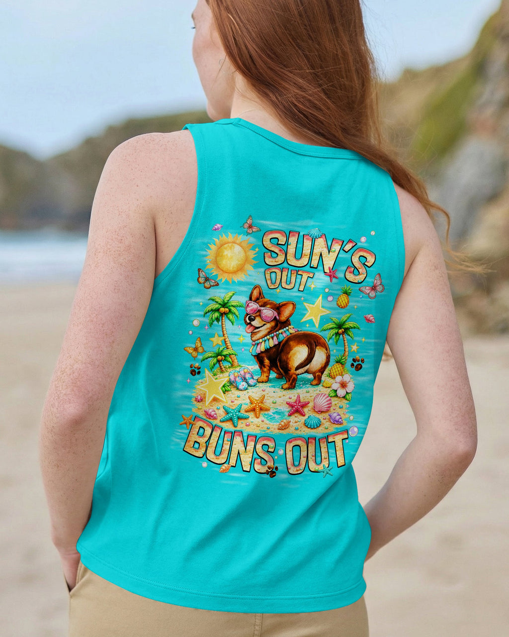 SUN'S OUT BUNS OUT CORGI  DOG ALL OVER PRINT   - TLNT0906252