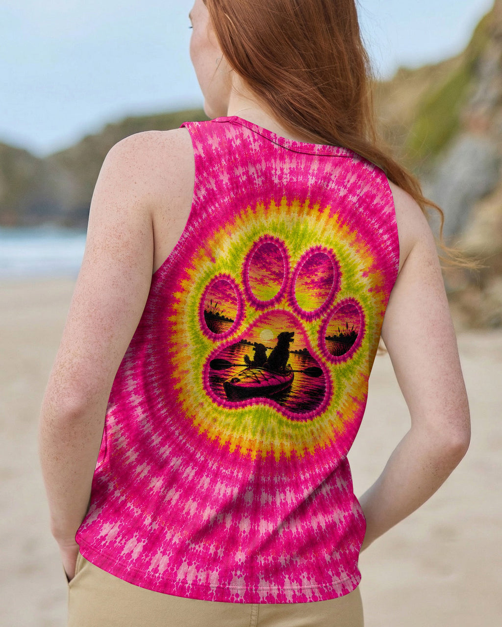 PAW PRINT KAYAK DOG SUNSET ALL OVER PRINT - TLNT0207265