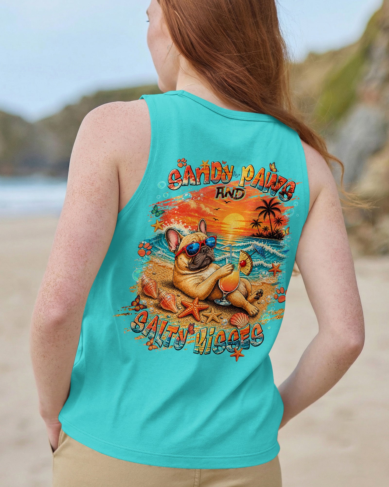 SANDY PAWS AND SALTY KISSES FRENCH BULLDOG ALL OVER PRINT - TLNT1505262