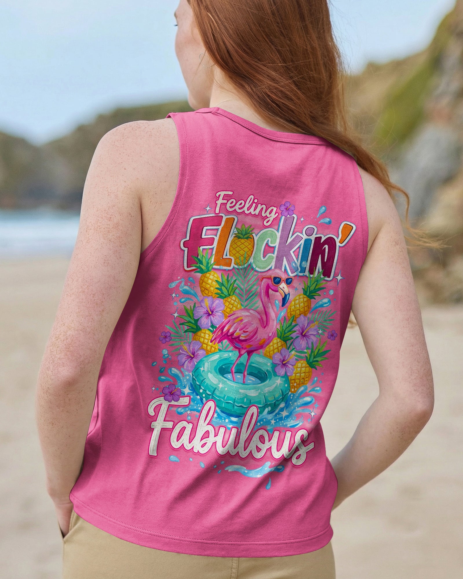 FEELING FLOCKIN' FABULOUS FLAMINGO ALL OVER PRINT - TYQY1004263