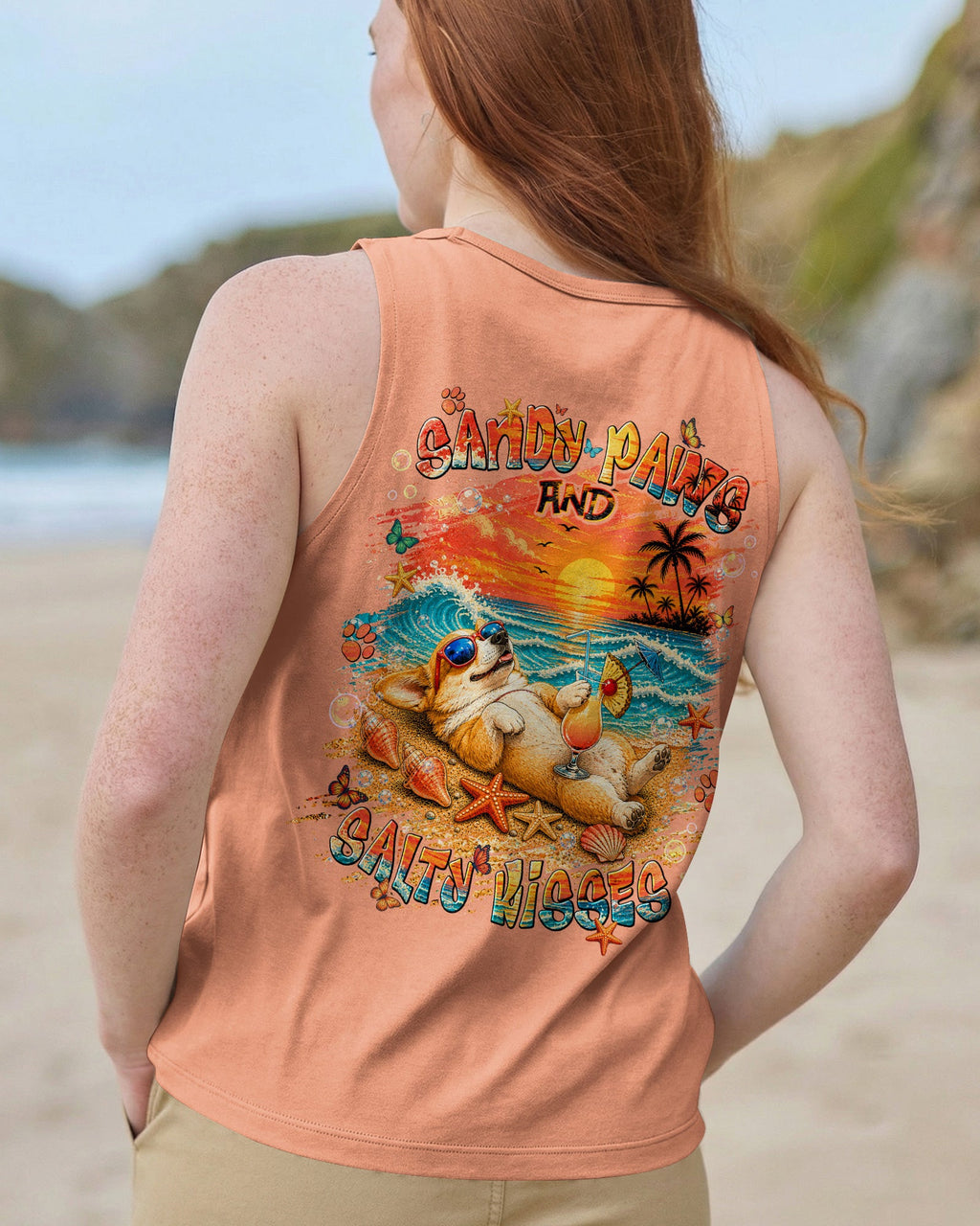 SANDY PAWS AND SALTY KISSES CORGI DOG ALL OVER PRINT  - TLNT1805263