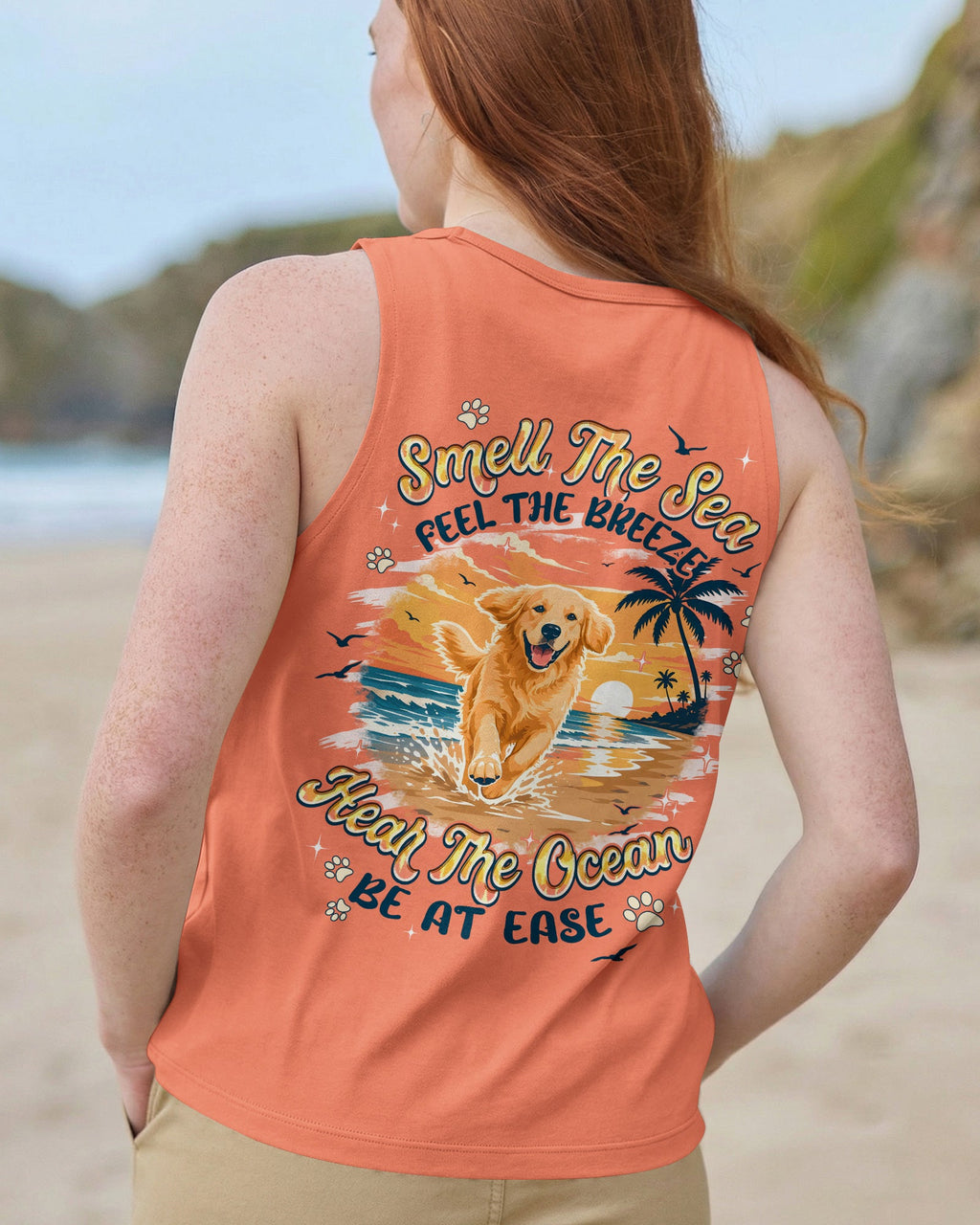 SMELL THE SEA GOLDEN RETRIEVER BEACH DOG ALL OVER PRINT - TYPQ1806261