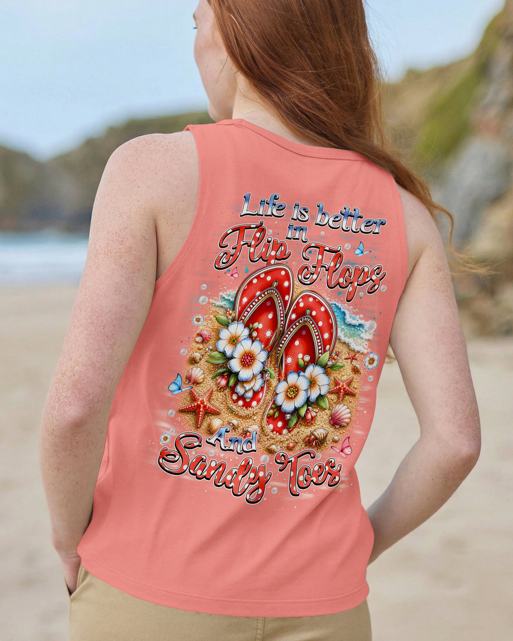 LIFE IS BETTER IN FLIP-FLOPS AND SANDY TOES ALL OVER PRINT   - TLHN1505263
