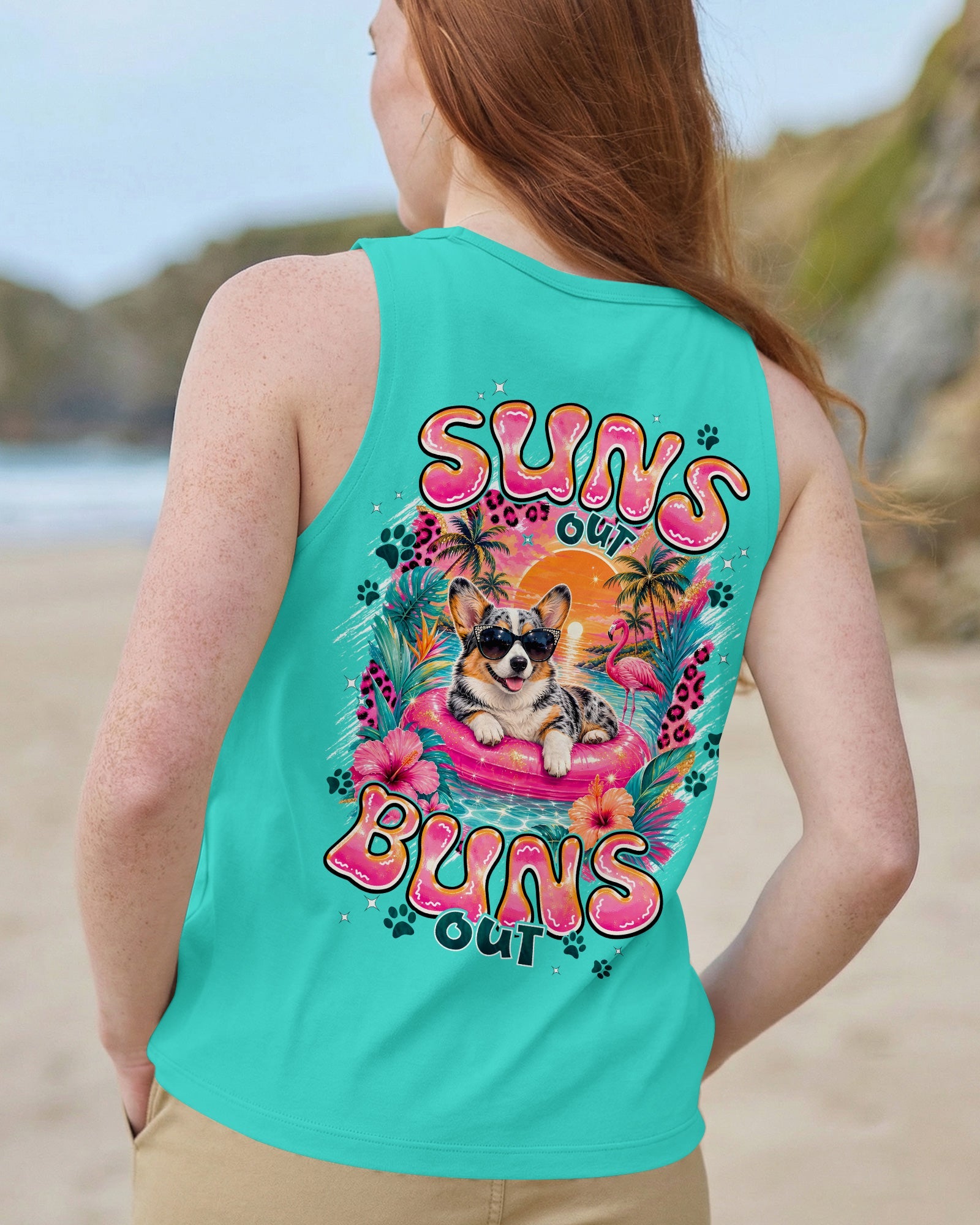 SUN'S OUT BUNS OUT CORGI DOG ALL OVER PRINT - TYPQ1306263