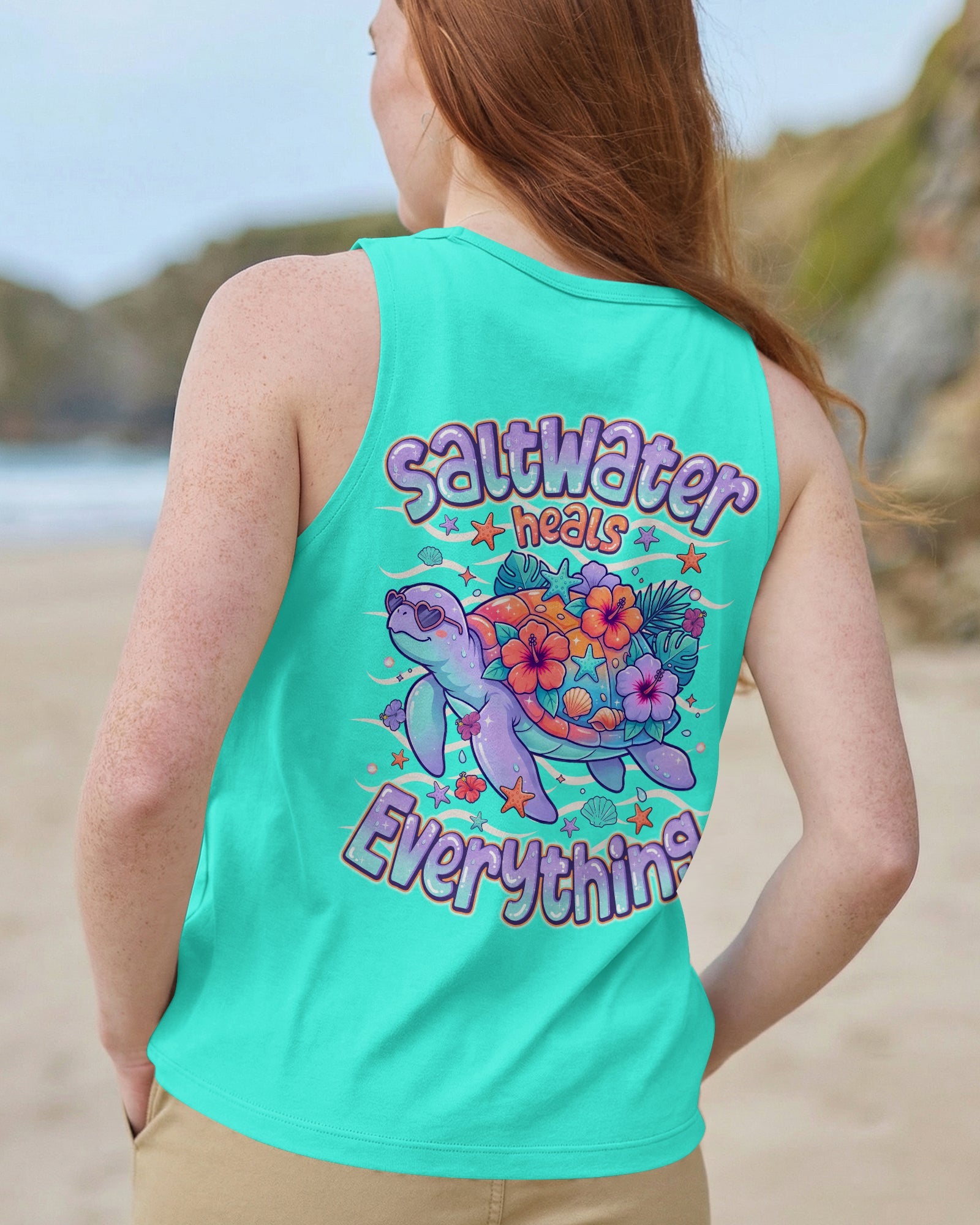 SALTWATER HEALS EVERYTHING TURTLE ALL OVER PRINT  - TLNO1507261