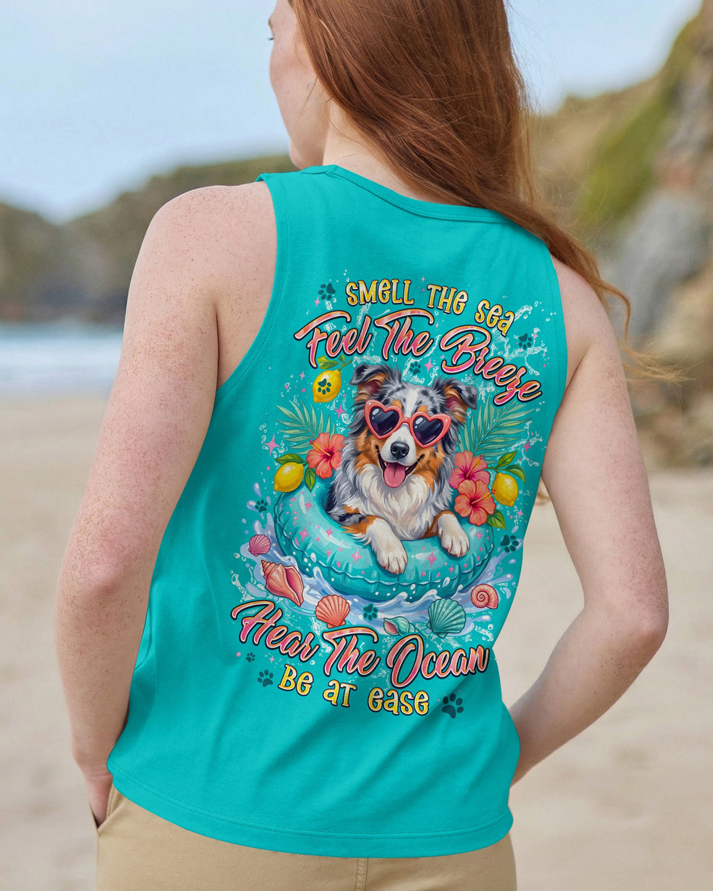 SMELL THE SEA FEEL THE BREEZE AUSTRALIAN SHEPHERD DOG ALL OVER PRINT - TYPQ0106261