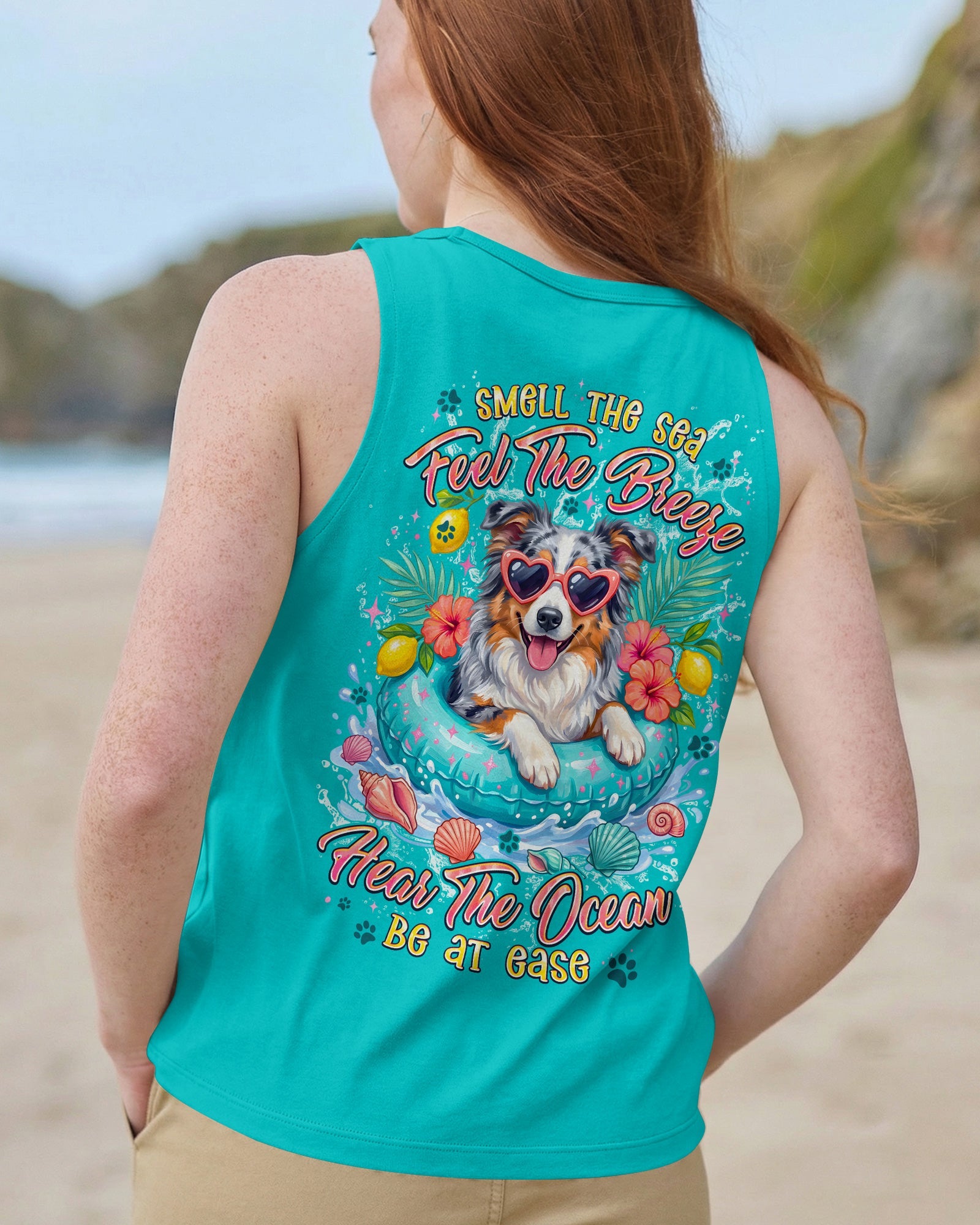 SMELL THE SEA FEEL THE BREEZE AUSTRALIAN SHEPHERD DOG ALL OVER PRINT - TYPQ0106261
