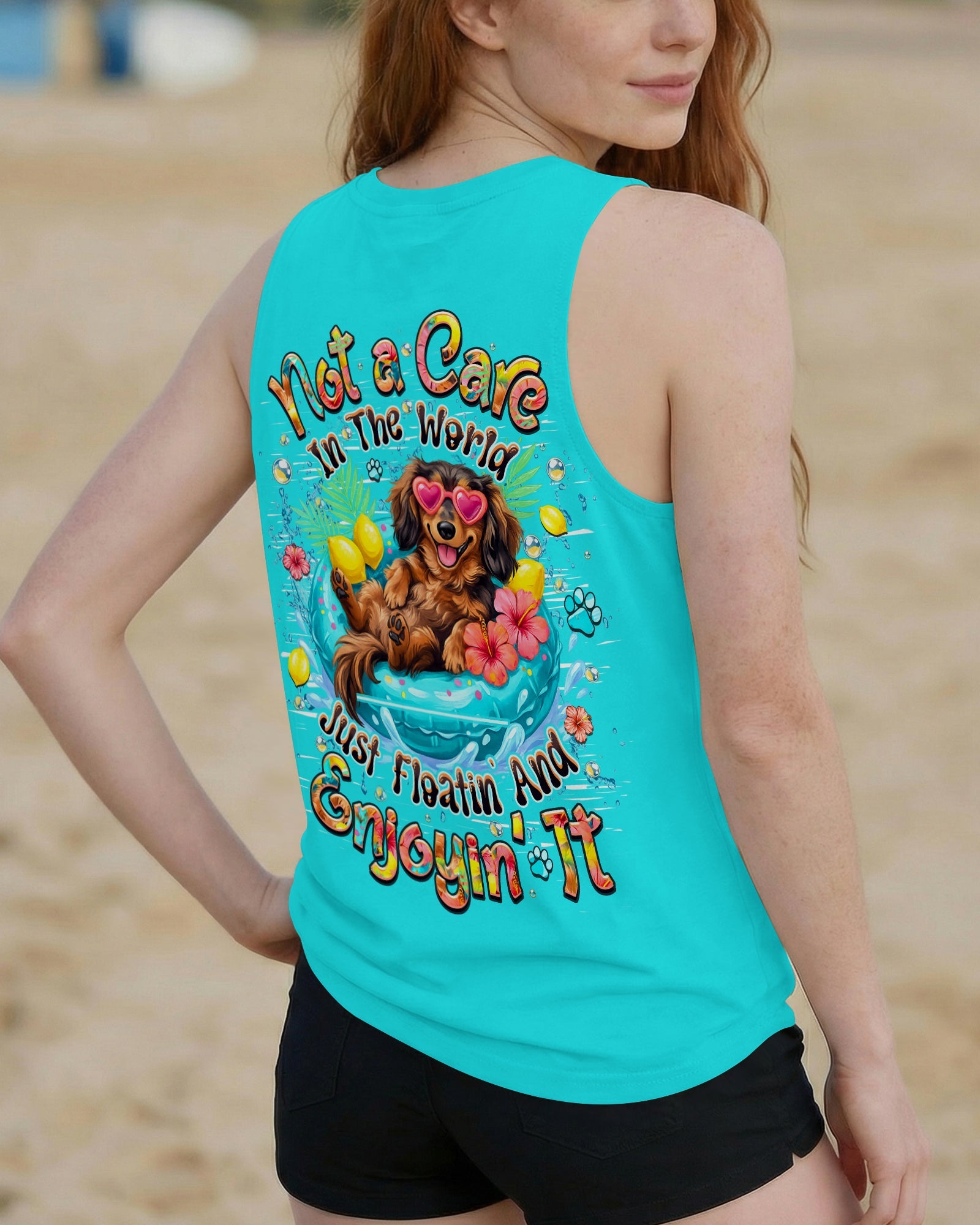 NOT A CARE IN THE WORLD DACHSHUND DOG  ALL OVER PRINT  - TLHN2105261