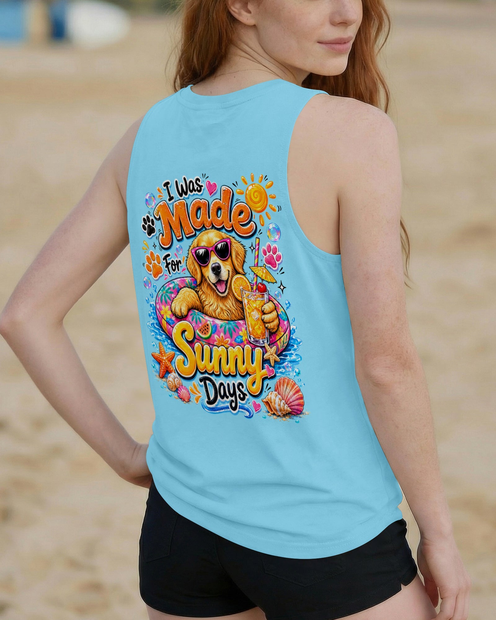 I WAS MADE FOR SUNNY DAYS GOLDEN RETRIEVER DOG ALL OVER PRINT   - TLTW0906261