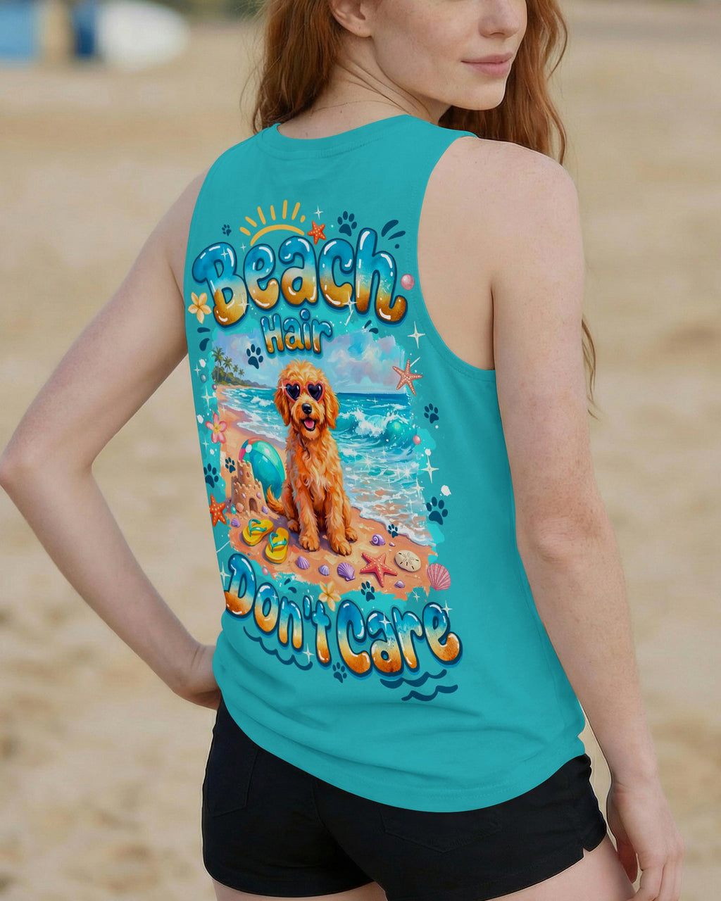 BEACH HAIR DON'T CARE GOLDEN DOODLE DOG ALL OVER PRINT - TYQY2005263