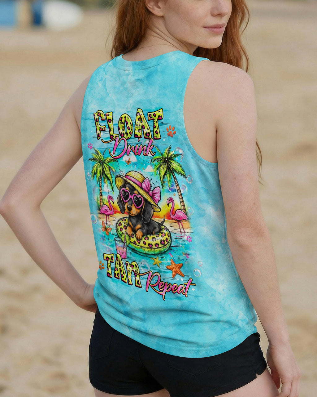 FLOAT DRINK TAN REPEAT DACHSHUND DOG ALL OVER PRINT -  TLHG2205263