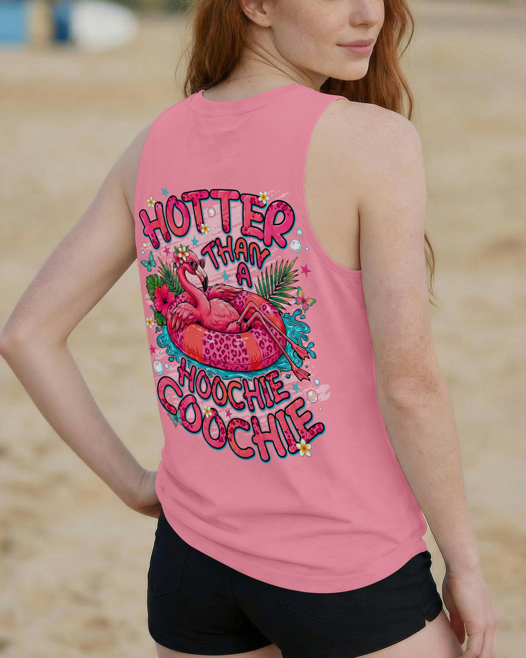 HOTTER THAN A HOOCHIE COOCHIE FLAMINGO ALL OVER PRINT  - TLNT0705264