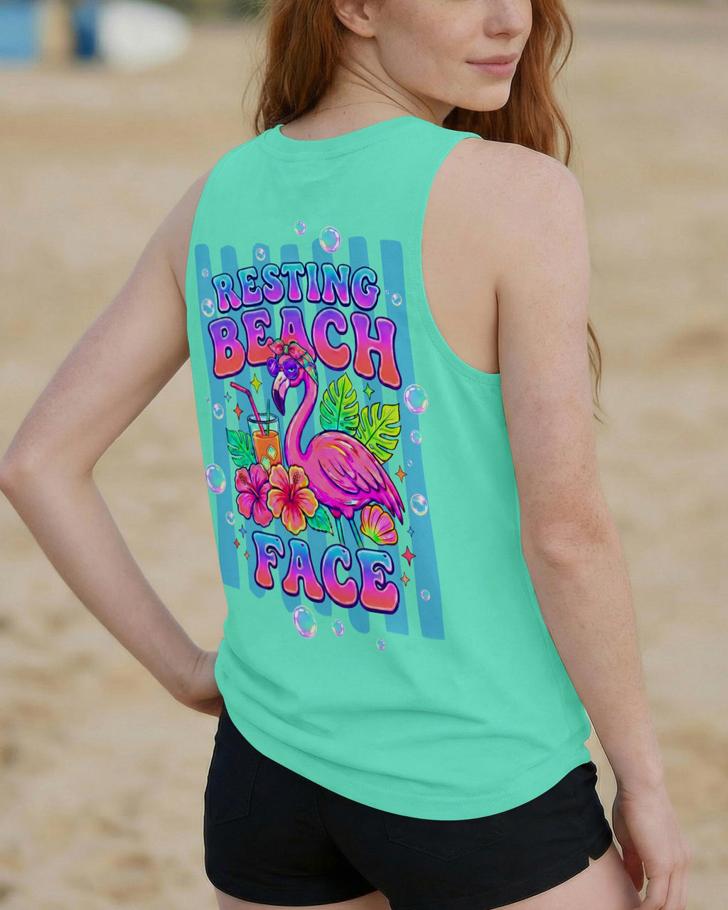 RESTING BEACH FACE FLAMINGO ALL OVER PRINT - TLTW1806264