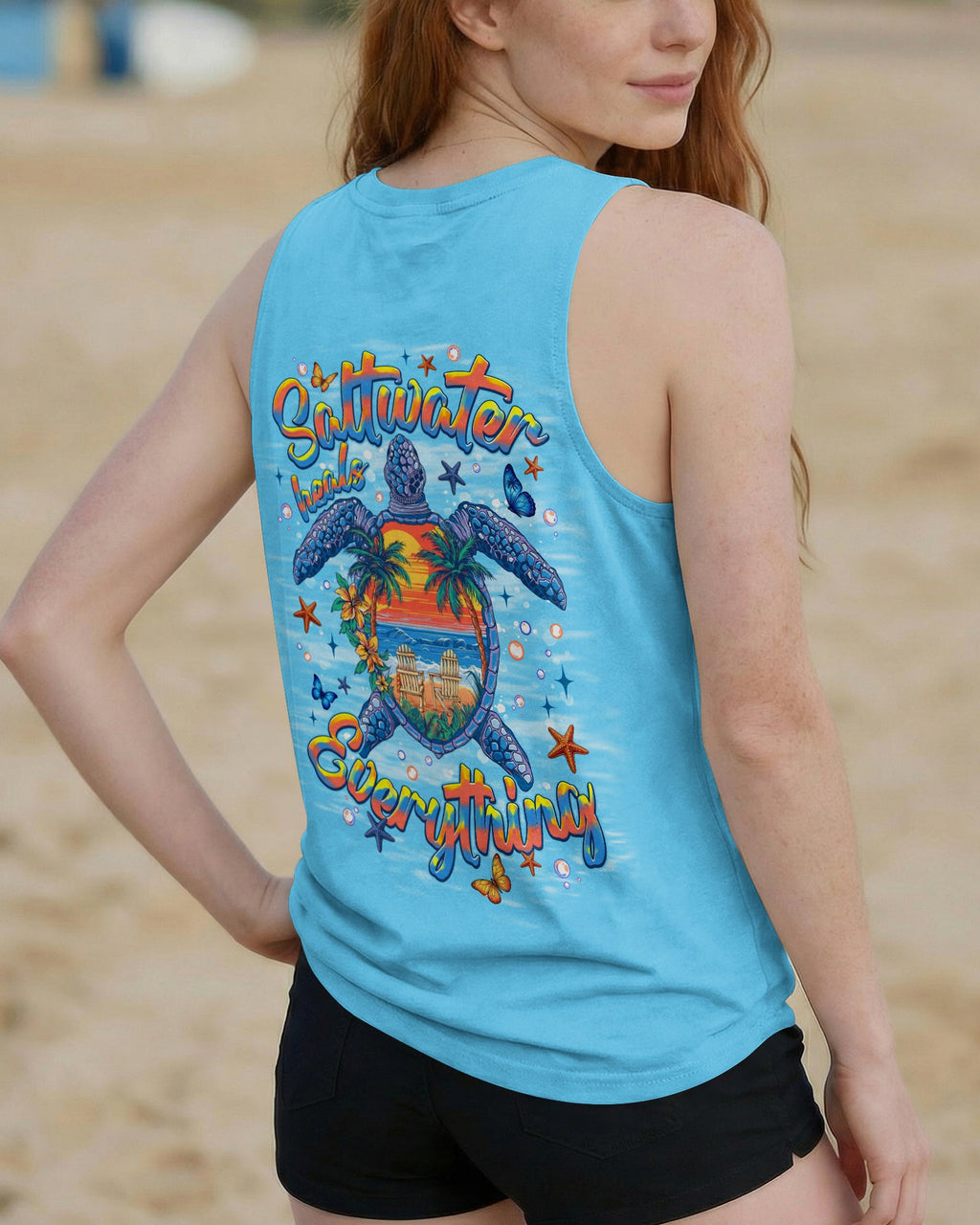 SALTWATER HEALS EVERYTHING TURTLE ALL OVER PRINT   - TLNT0406263