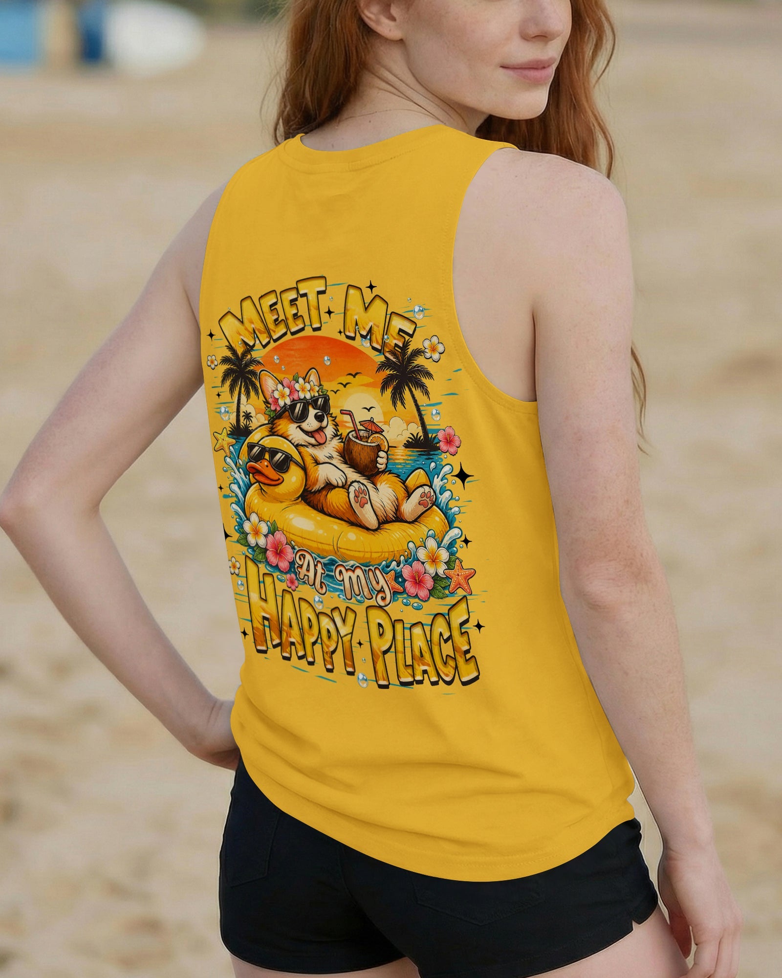 MEET ME AT MY HAPPY PLACE CORGI DOG ALL OVER PRINT   - TLHN2605263