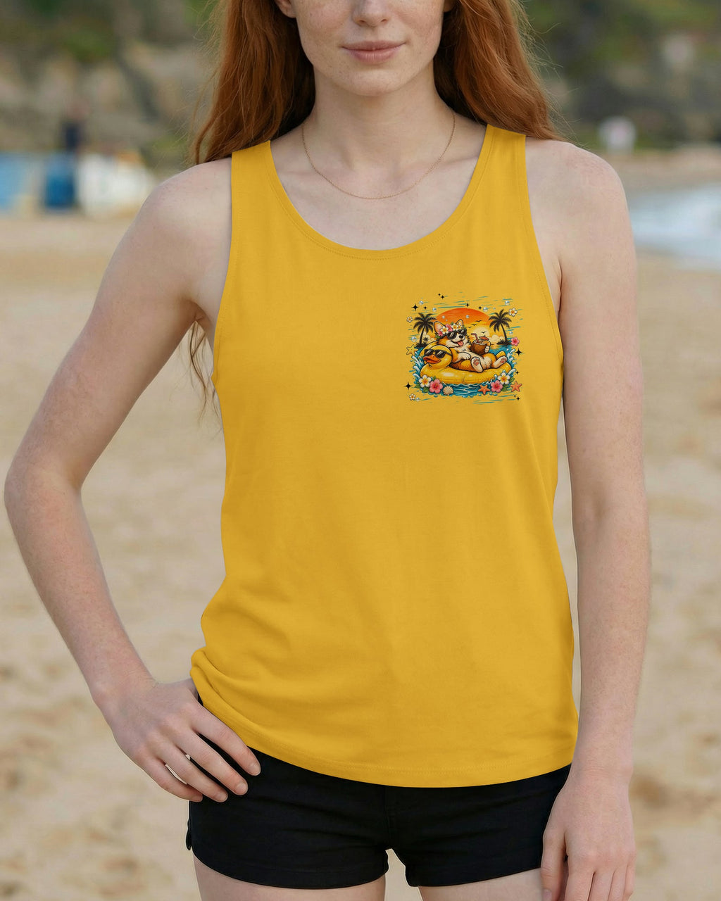 MEET ME AT MY HAPPY PLACE CORGI DOG ALL OVER PRINT   - TLHN2605263