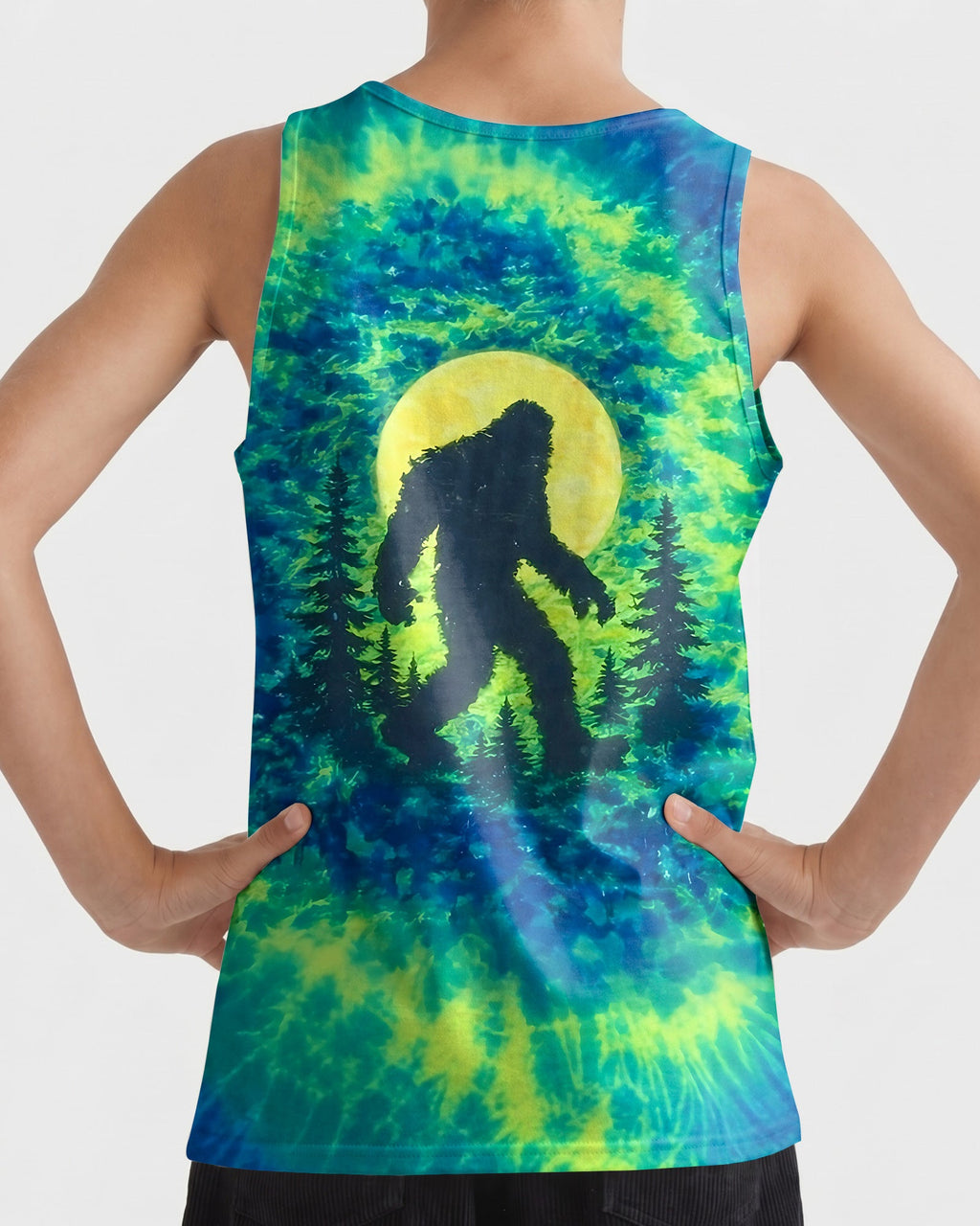 BIGFOOT IN THE FOREST GREEN BLUE SWIRL KIDS ALL OVER PRINT  - TLNO0906261