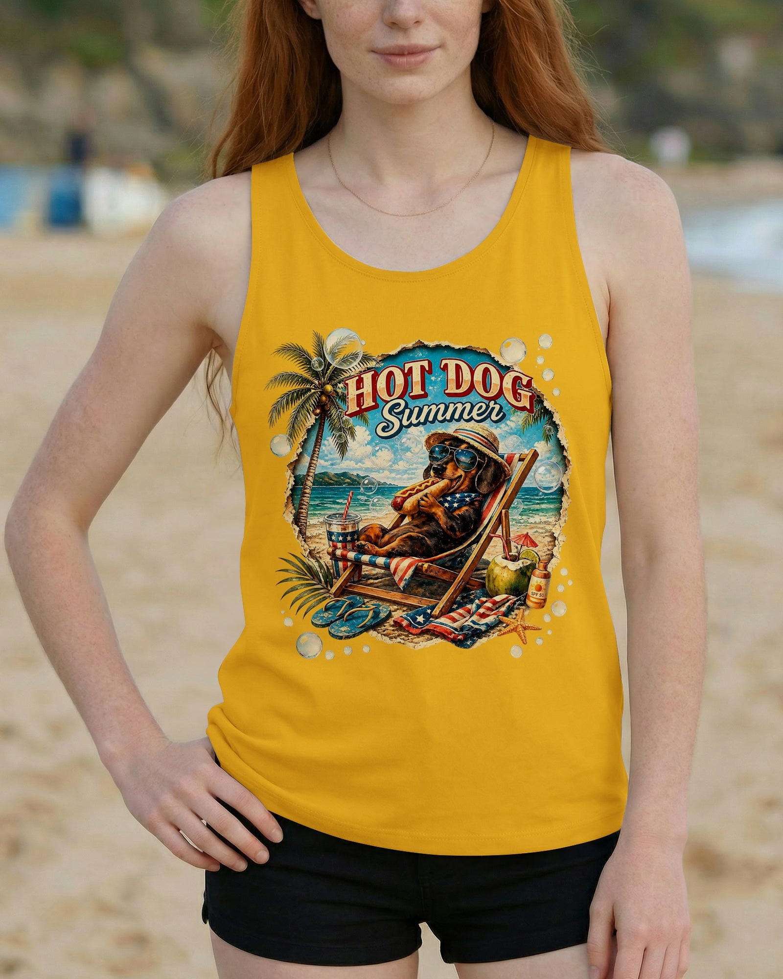 HOT DOG SUMMER DACHSHUND DOG ALL OVER PRINT  - TLHG0605261