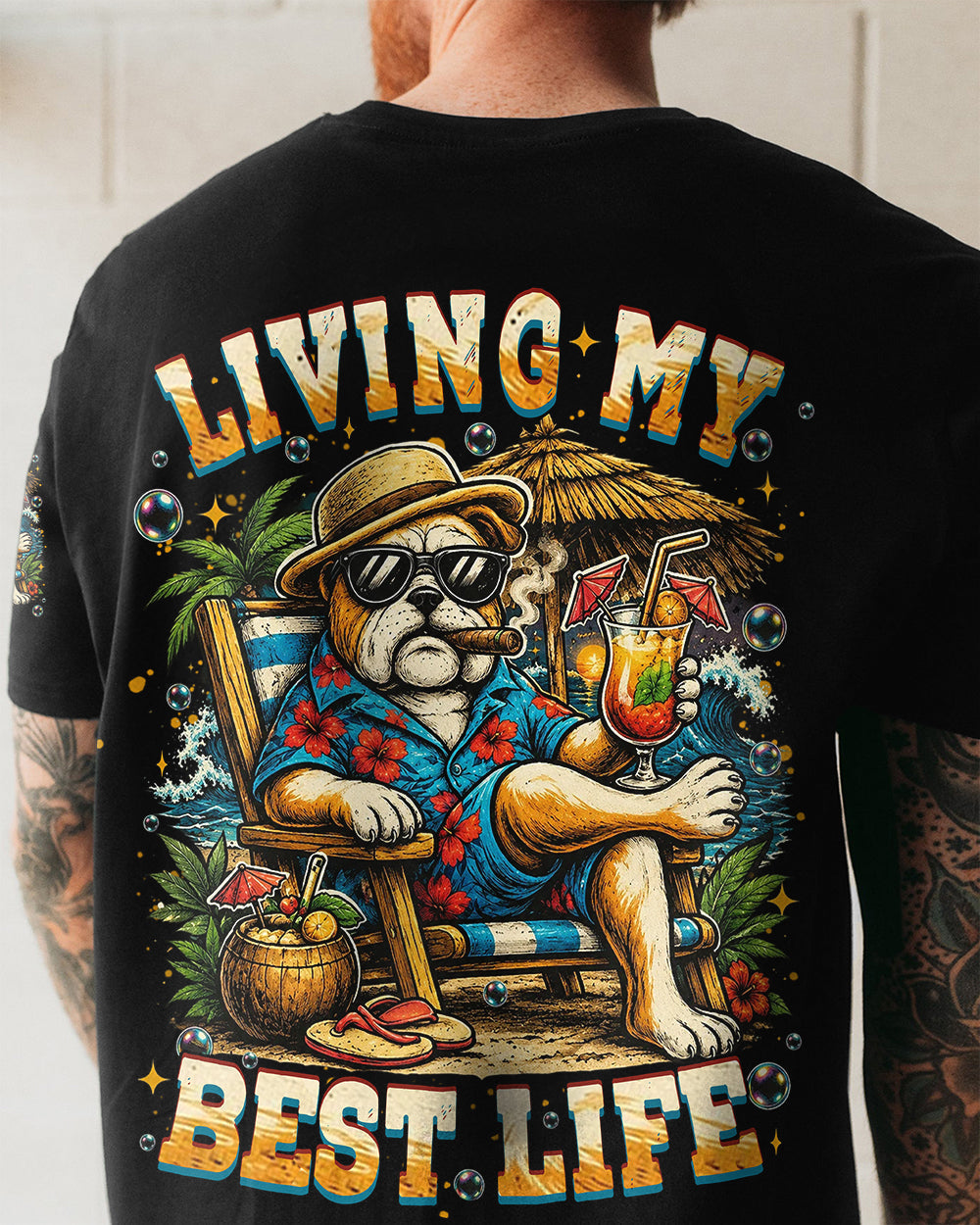 LIVING MY BEST LIFE PUG DOG ALL OVER PRINT  - TLHN0306263