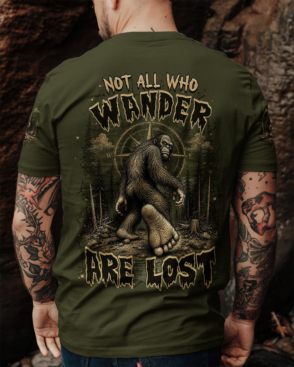 NOT ALL WHO WANDER ARE LOST BIGFOOT ALL OVER PRINT  - TLHN2905261