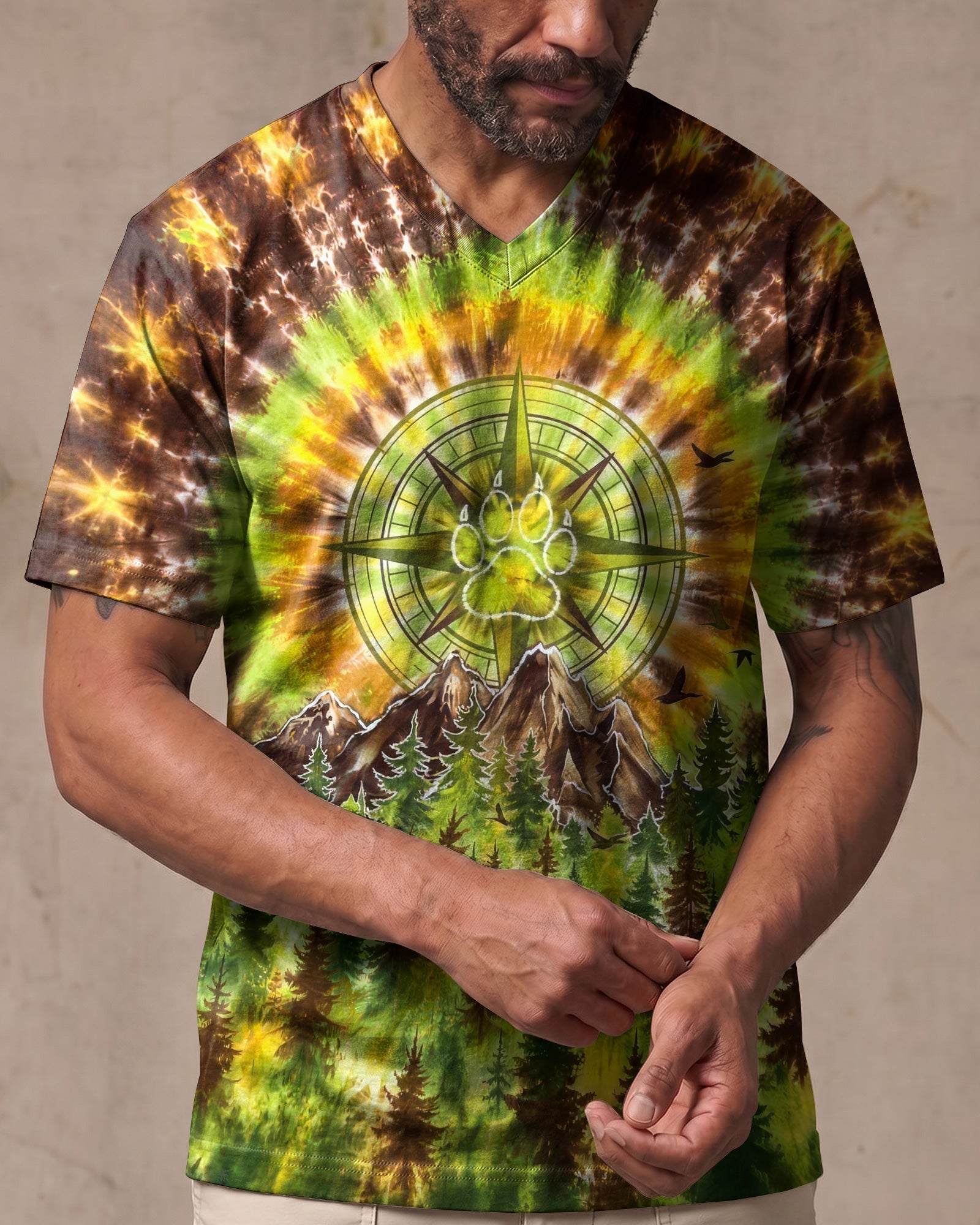 THOSE WHO WANDER WITH DOGS PAW PRINT COMPASS SWIRL ALL OVER PRINT  - TLHG0607261