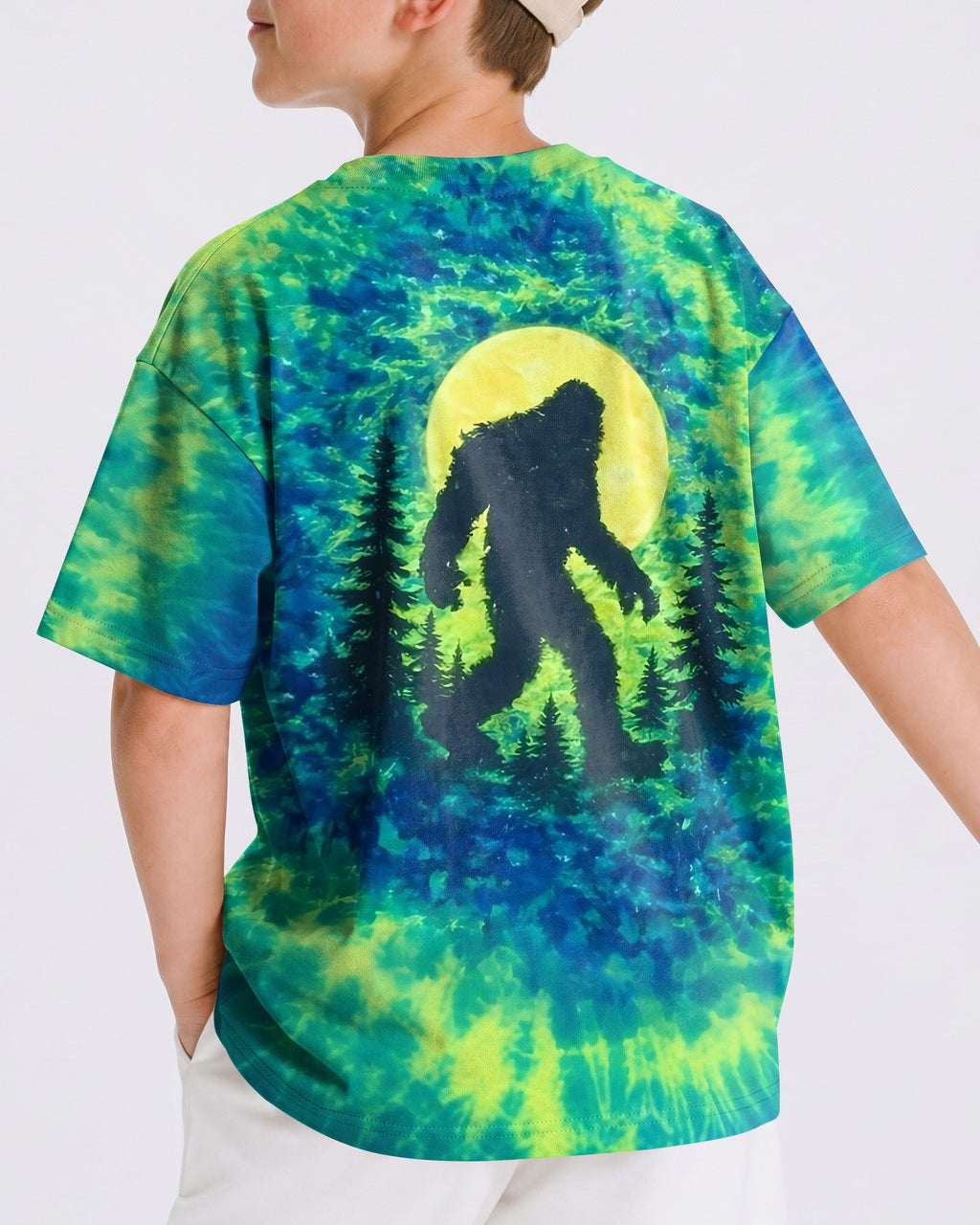 BIGFOOT IN THE FOREST GREEN BLUE SWIRL KIDS ALL OVER PRINT  - TLNO0906261